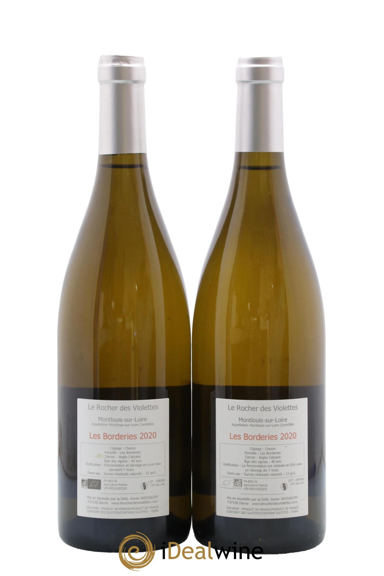 Montlouis-sur-Loire Les Borderies Le Rocher des Violettes 2020 - Lot of 2 bottles - 1