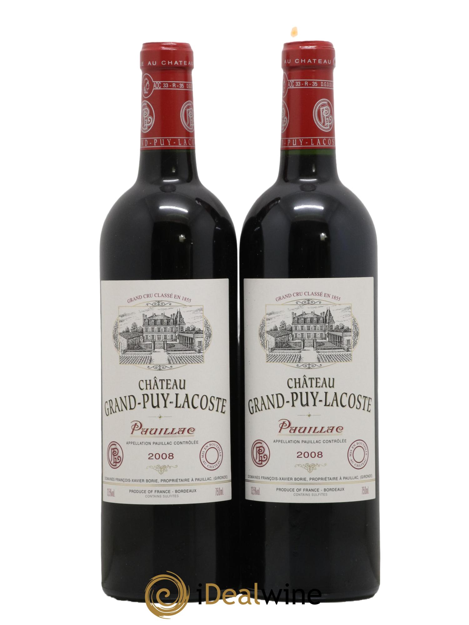 Château Grand Puy Lacoste 5ème Grand Cru Classé 2008 - Lot de 2 bouteilles - 0