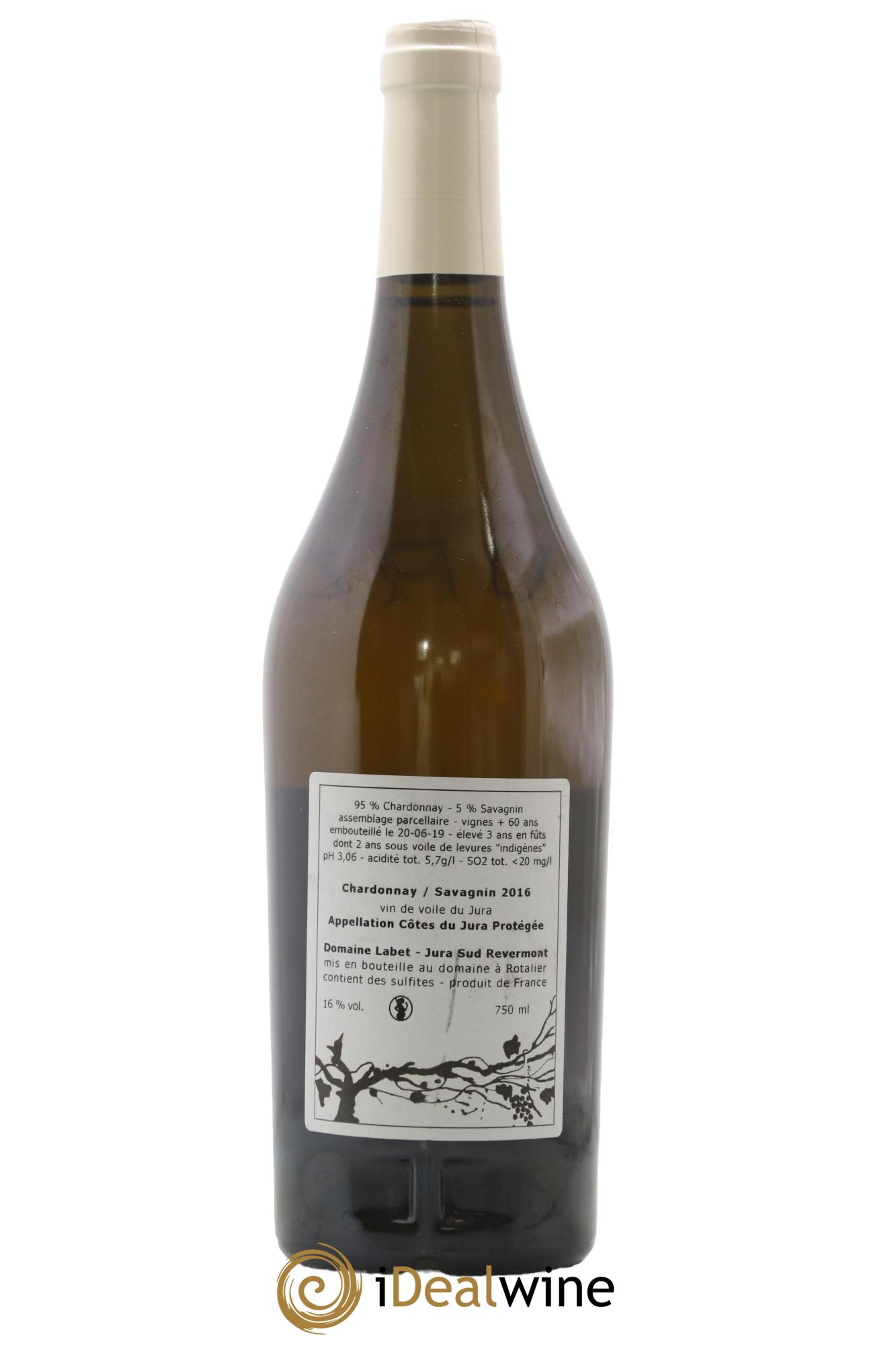 Côtes du Jura Vin de Voile Chardonnay-Savagnin cuvée de garde Romain - Julien  - Charline Labet 2016 - Lot de 1 bouteille - 1