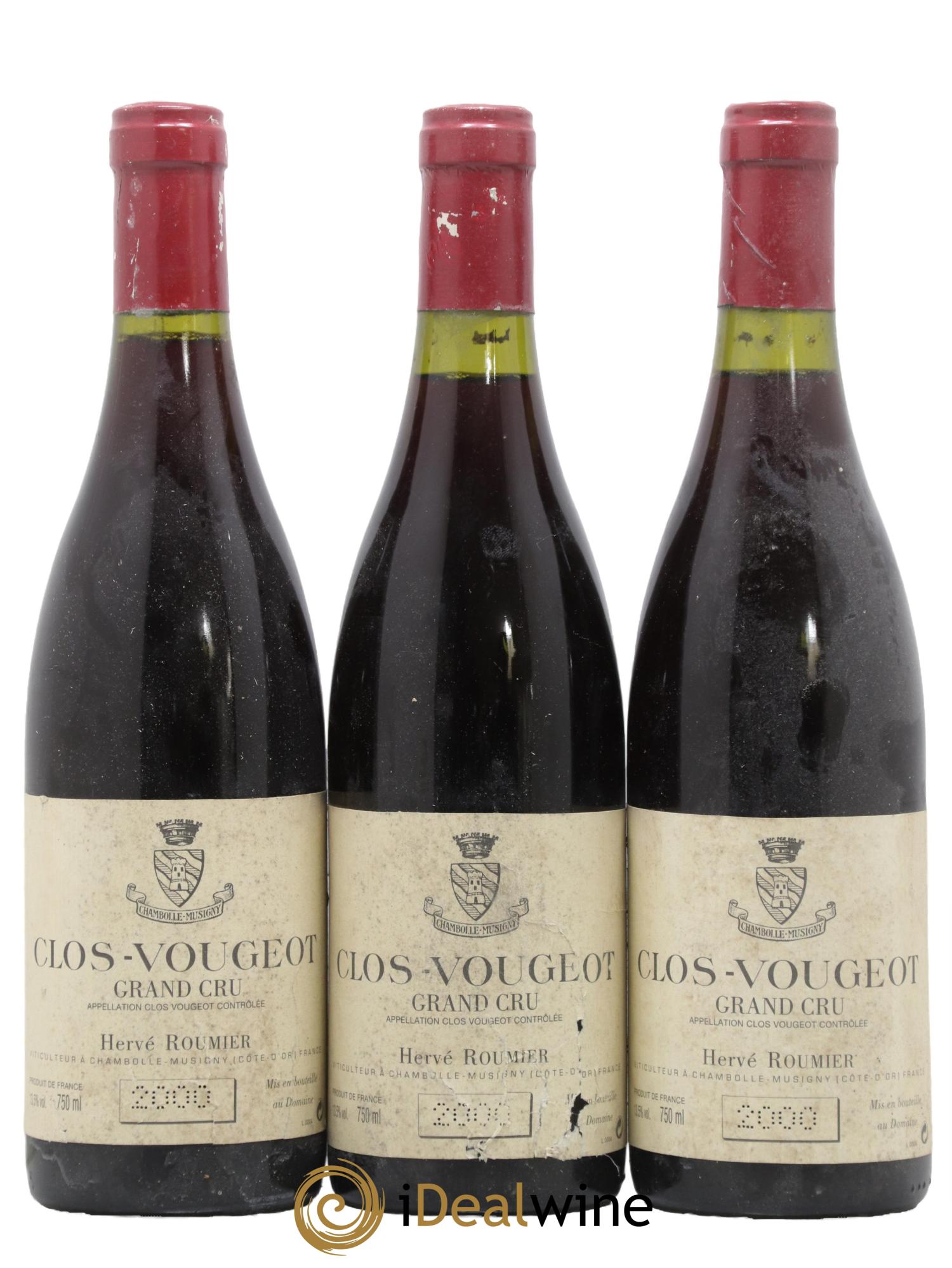 Clos de Vougeot Grand Cru Hervé Roumier 2000 - Lot de 3 bouteilles - 0