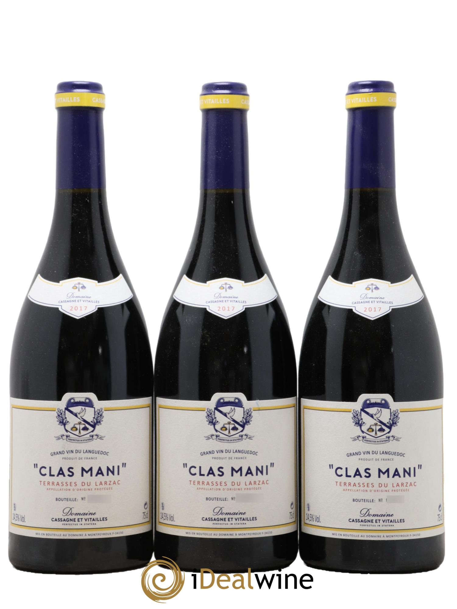 Languedoc Terrasses du Larzac Clas Mani Domaine Cassagne et Vitailles 2017 - Lot de 3 bouteilles - 0