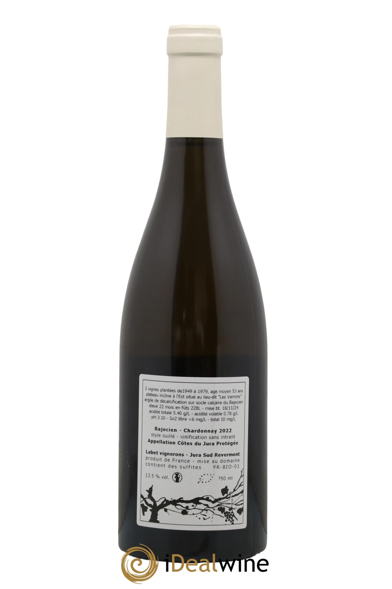 Côtes du Jura Chardonnay Bajocien Romain - Julien - Charline Labet 2022 - Lot de 1 bouteille - 1