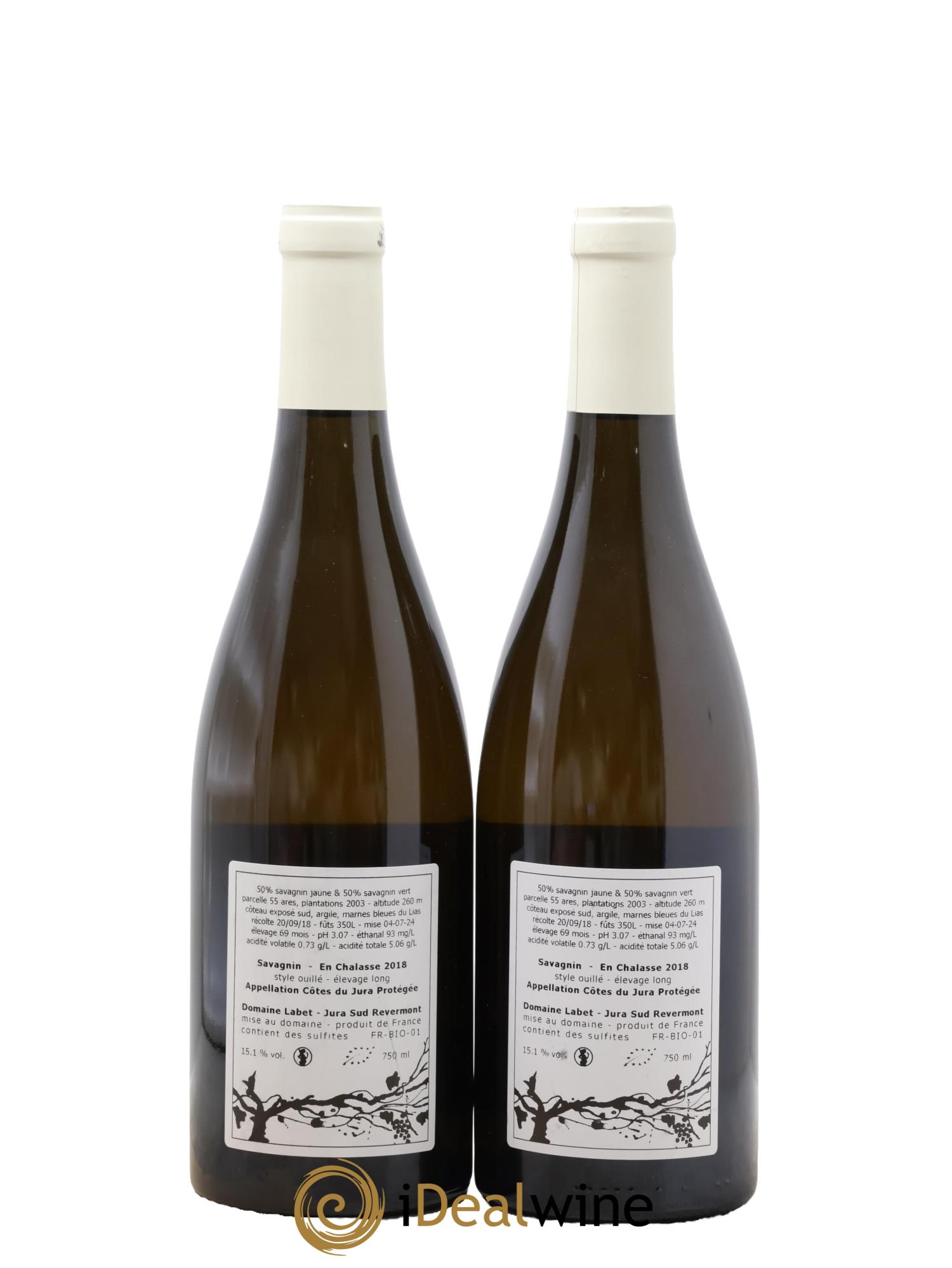 Côtes du Jura Savagnin en Chalasse Elevage Long Romain - Julien  - Charline Labet 2018 - Lot de 2 bouteilles - 1