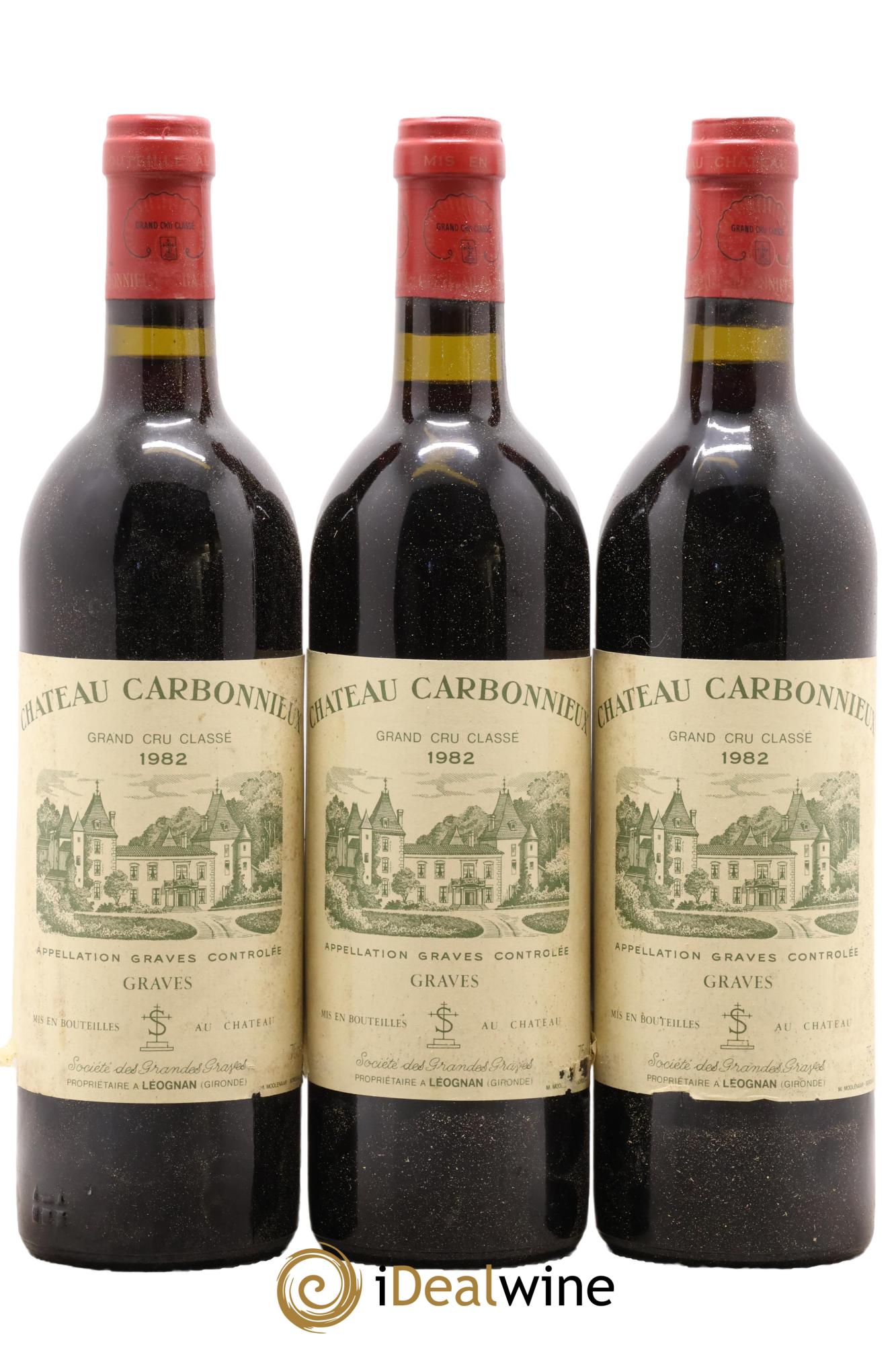 Château Carbonnieux Cru Classé de Graves 1982 - Lot de 3 bouteilles - 0