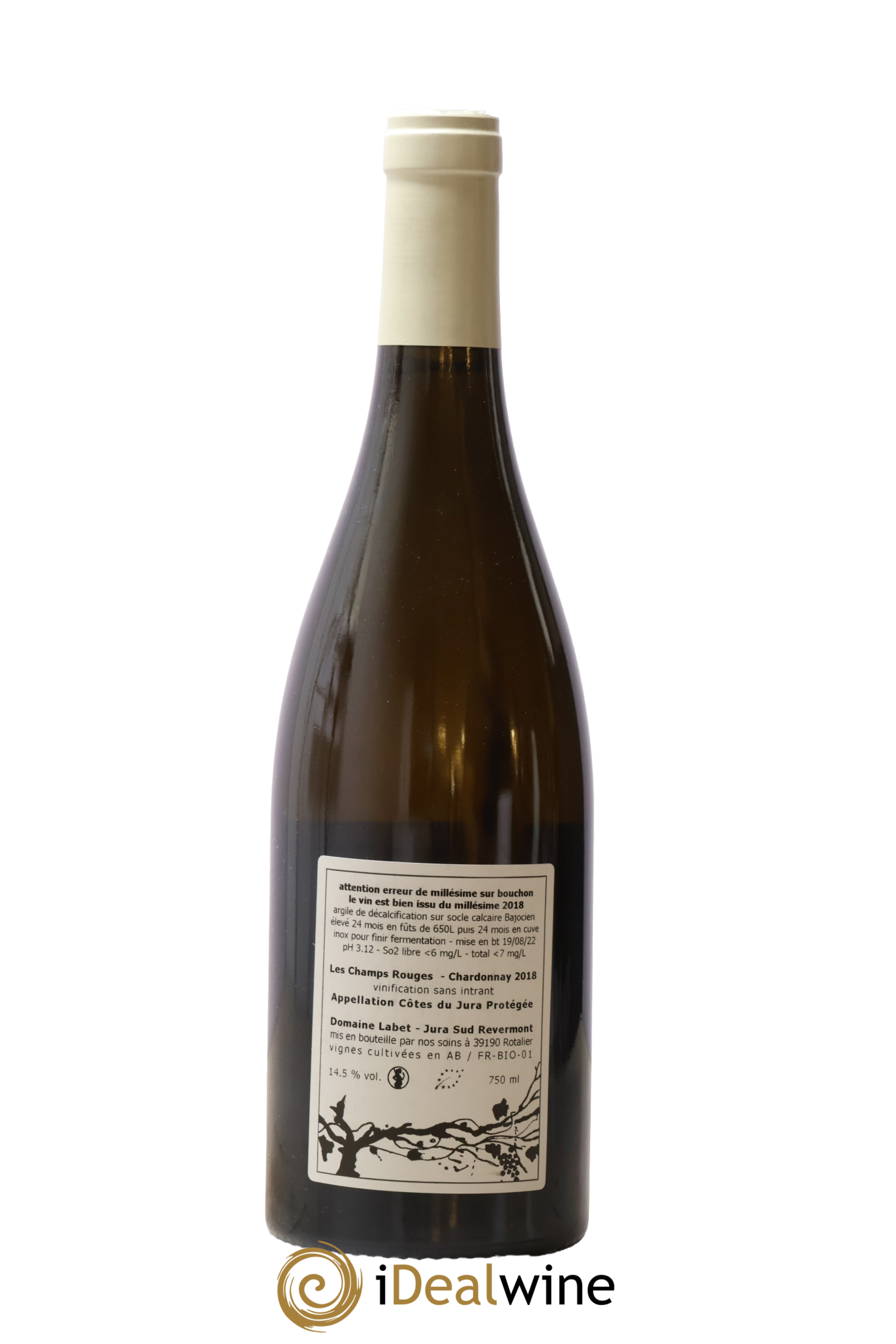 Côtes du Jura Chardonnay Les Champs Rouges Romain - Julien - Charline Labet 2018 - Lot of 1 bottle - 1