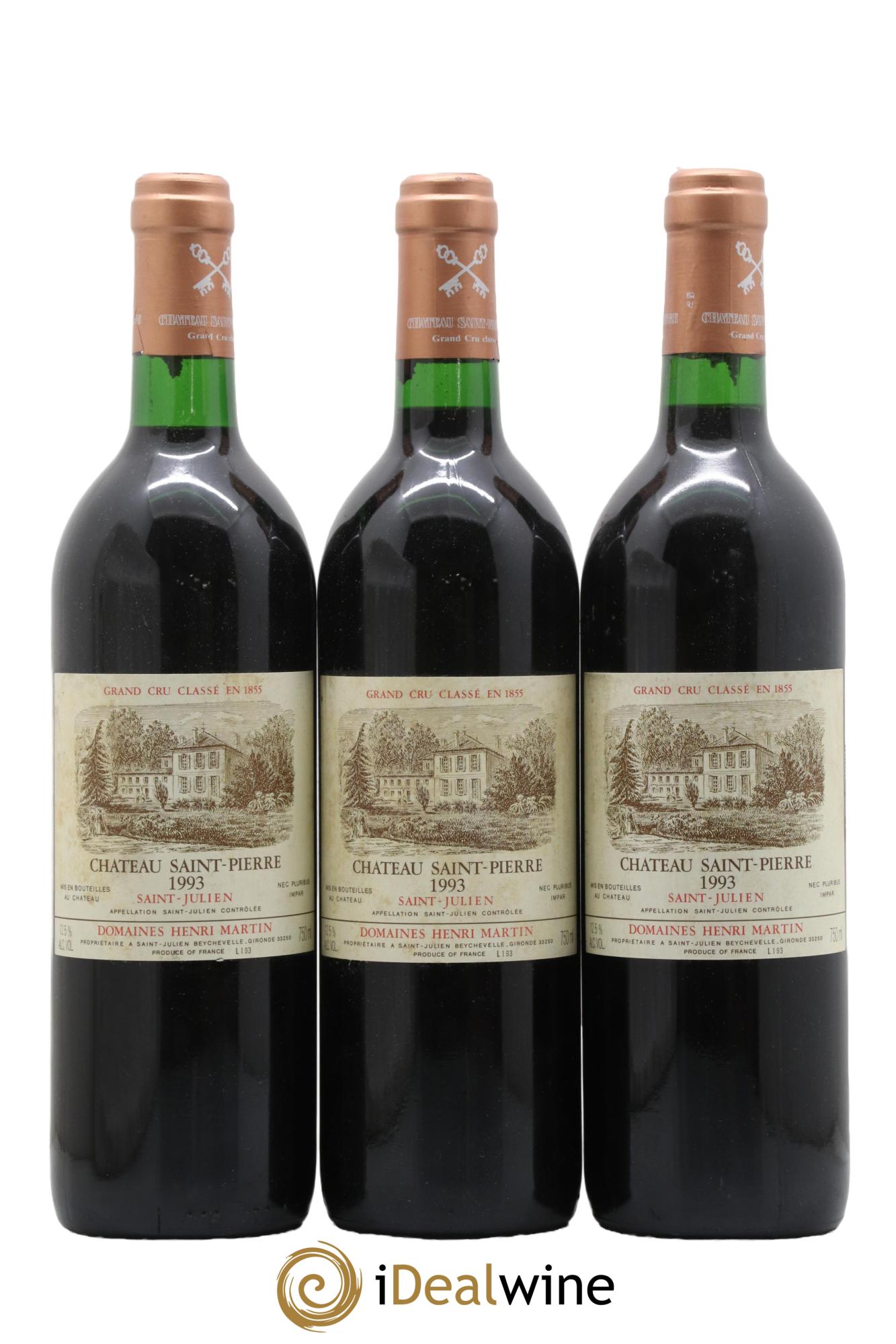 Château Saint-Pierre 4ème Grand Cru Classé 1993 - Lot de 3 bouteilles - 0