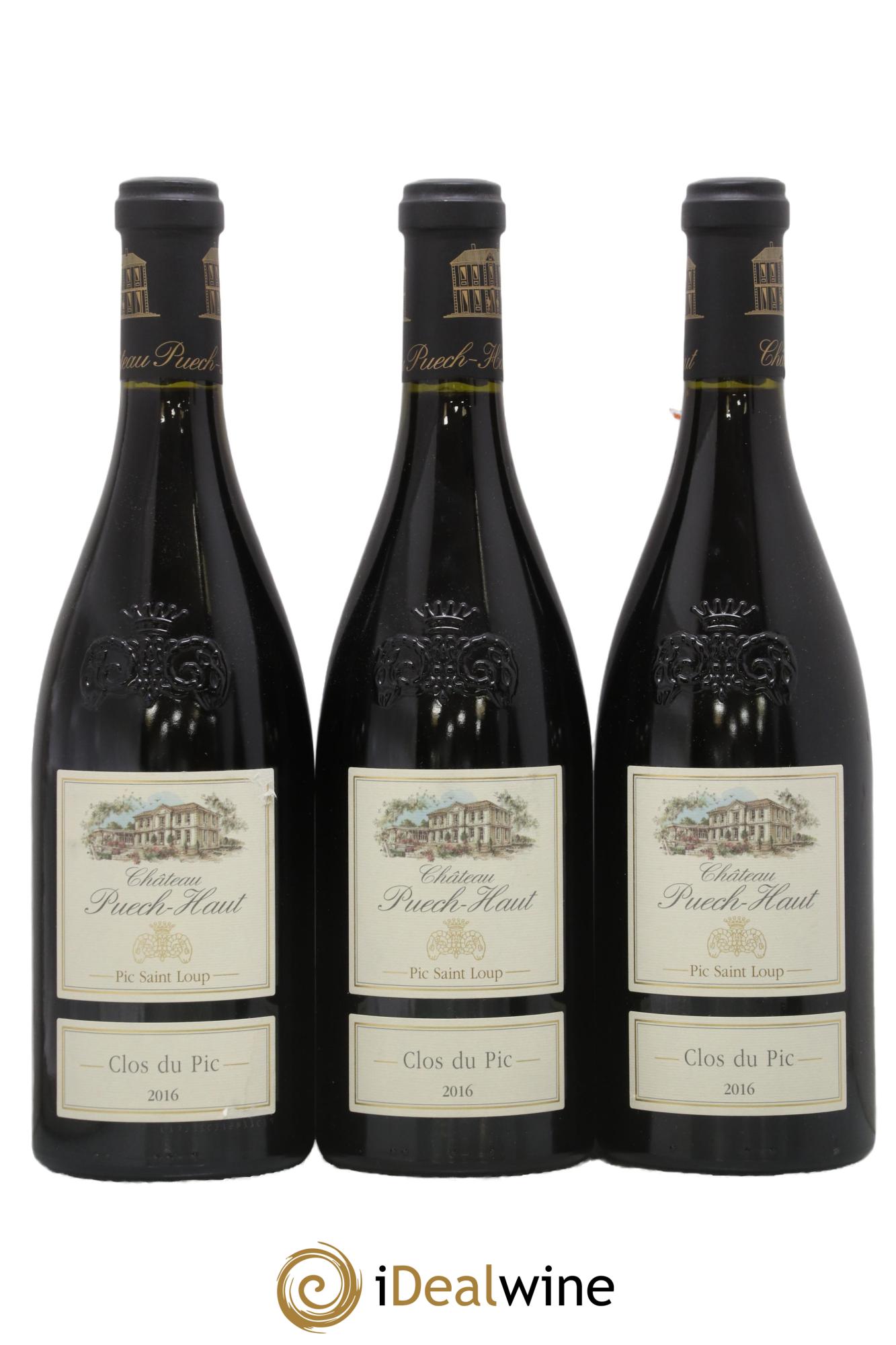 Pic Saint-Loup Château Puech-Haut Clos du Pic Gérard Bru 2016 - Lot de 3 bouteilles - 0