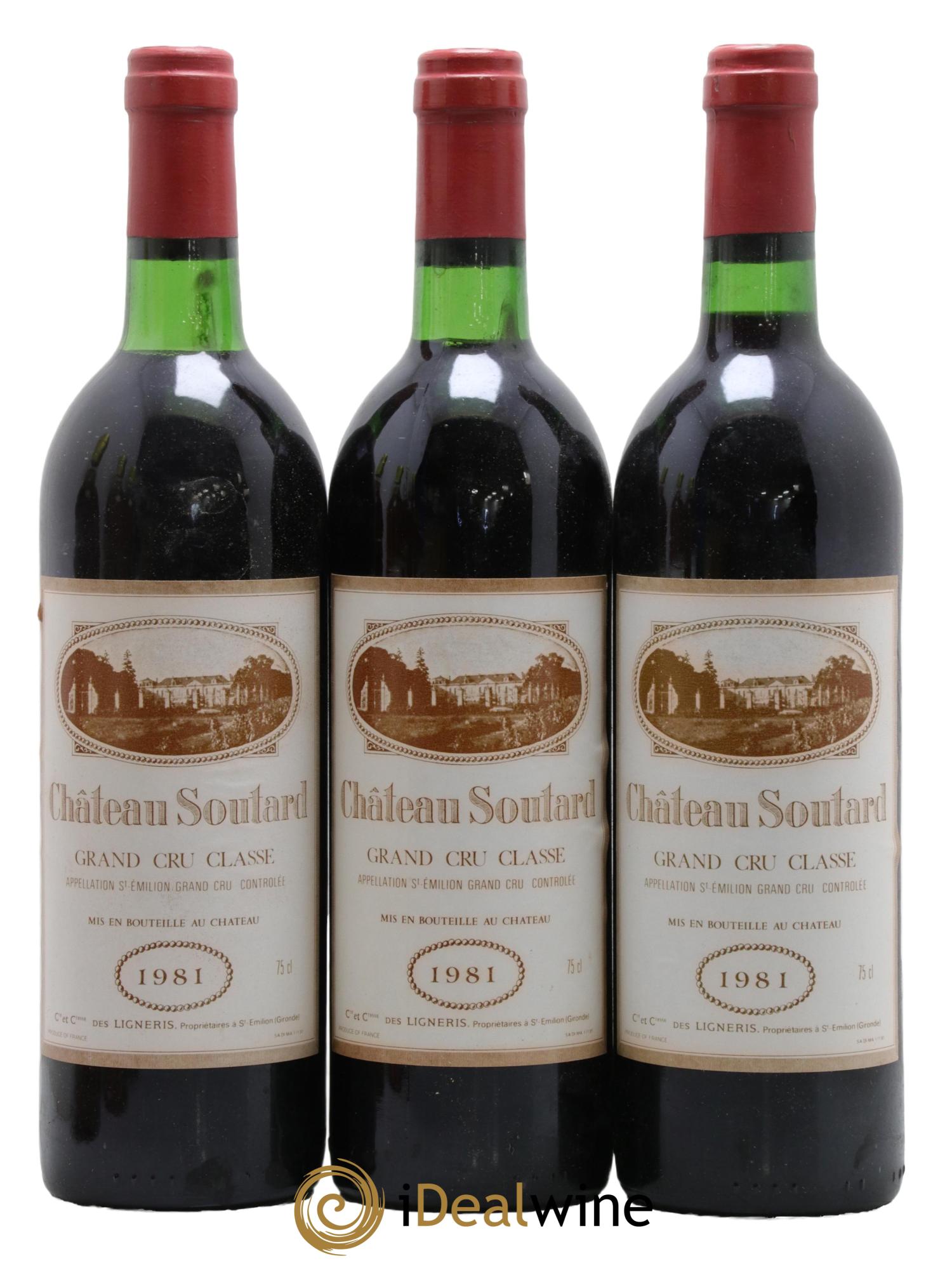 Château Soutard Grand Cru Classé  1981 - Lot of 3 bottles - 0