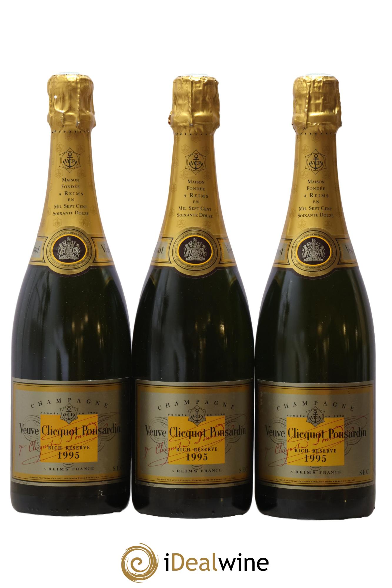 Champagne Rich Réserve Veuve Clicquot Ponsardin 1995 - Lot de 3 bouteilles - 0
