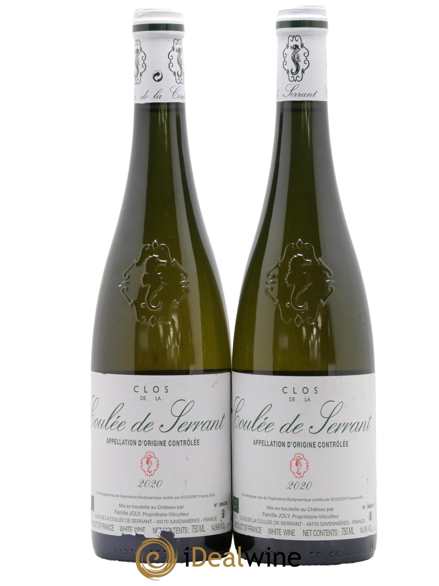 Savennières Clos de la Coulée de Serrant Vignobles de la Coulée de Serrant - Nicolas Joly 2020 - Lot de 2 bouteilles - 0