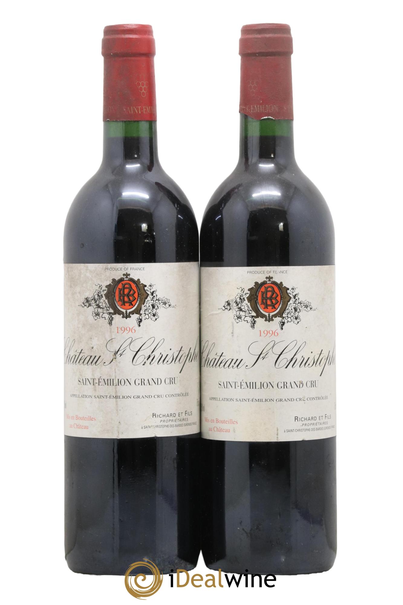 Saint-Émilion Grand Cru Chateau Saint Christophe 1996 - Lot de 2 bouteilles - 0