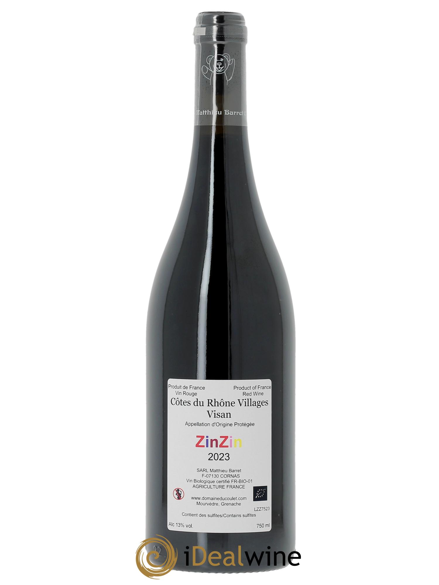 Côtes-du-Rhône-Villages Visan Zinzin Coulet (Domaine du) - Matthieu Barret  2023 - Posten von 1 Flasche - 1