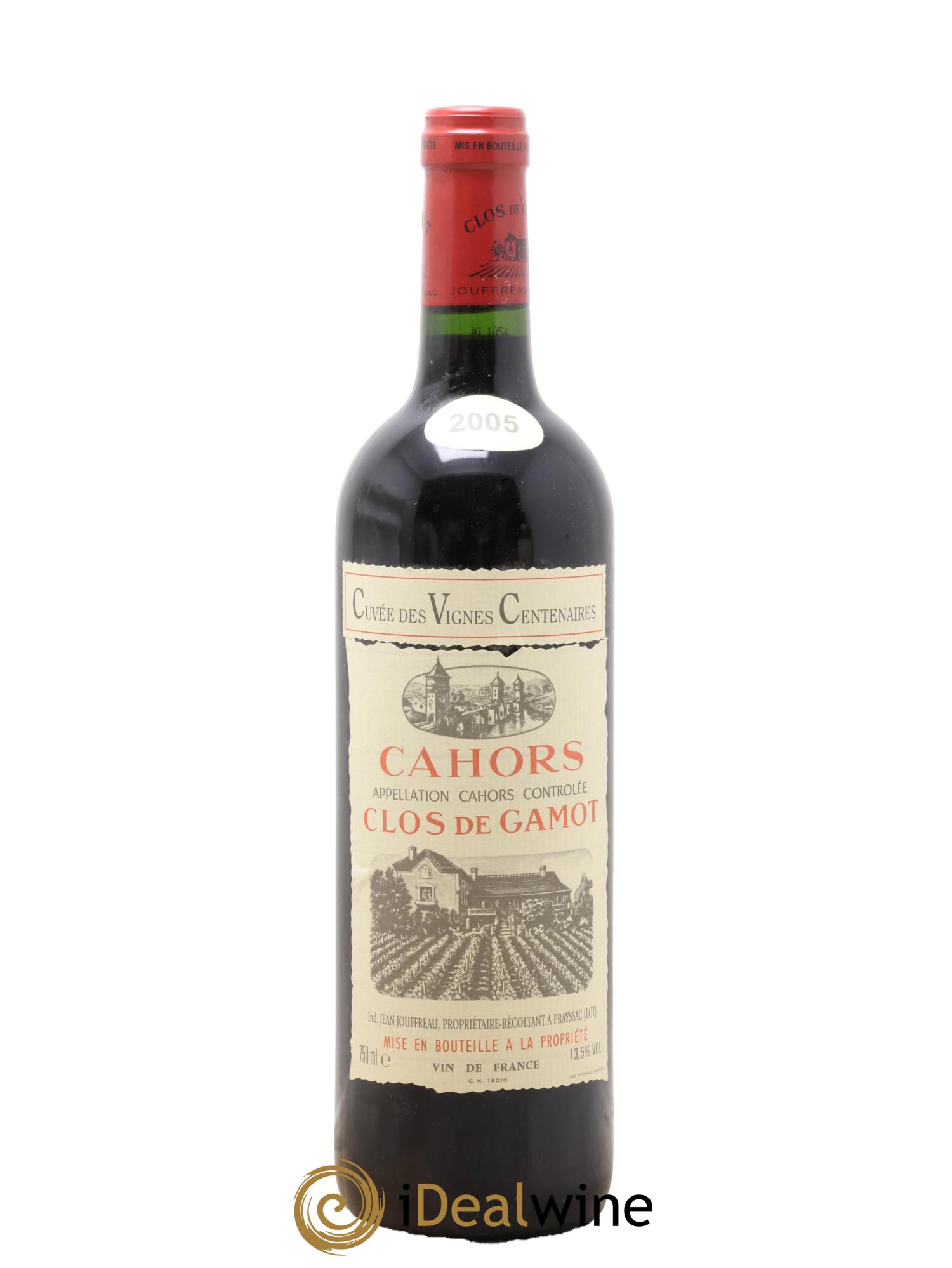 Cahors Cuvée des Vieilles Vignes Centenaires Clos de Gamot Famille Jouffreau 2005 - Lot de 1 bouteille - 0