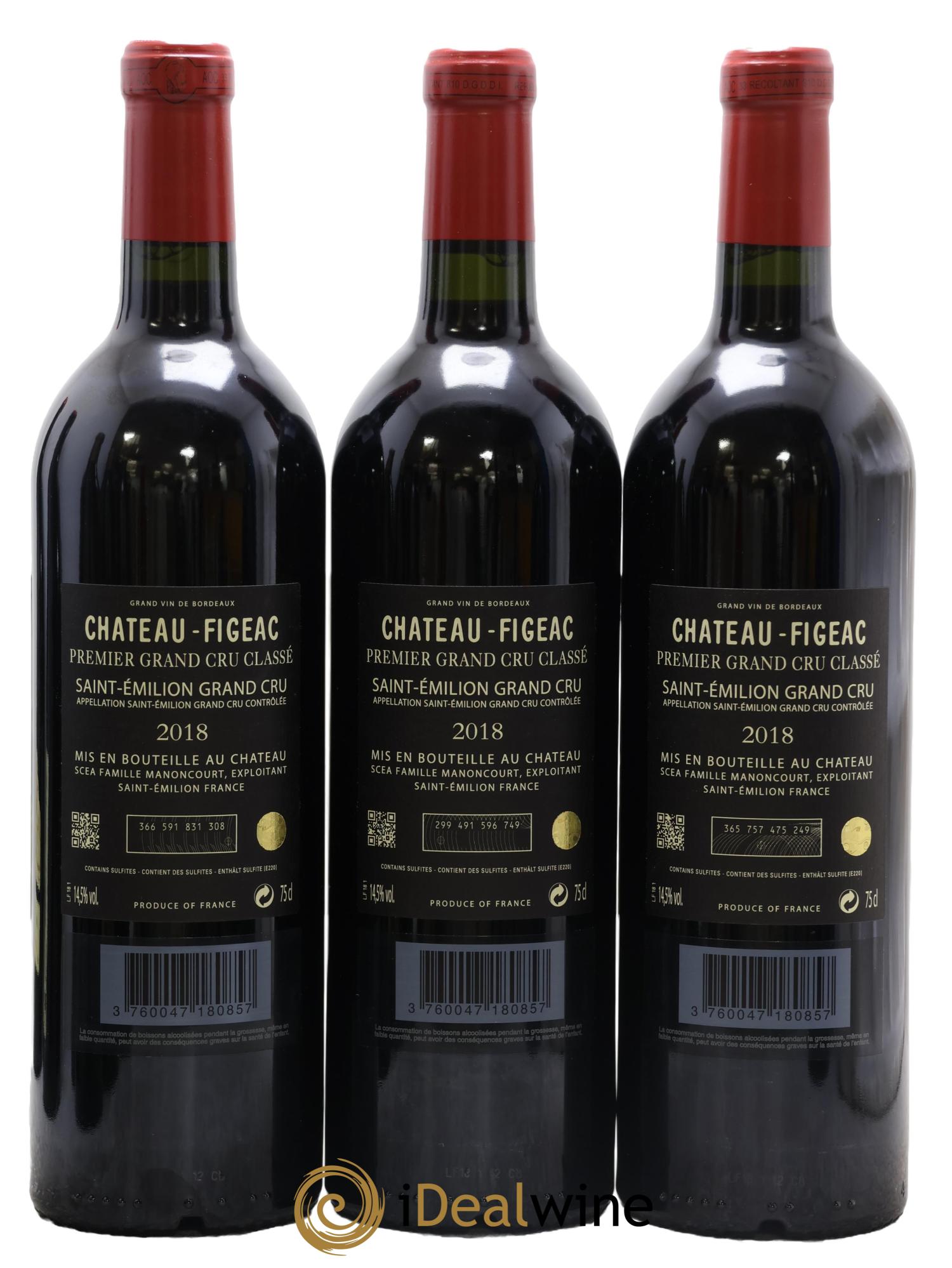 Château Figeac 1er Grand Cru Classé A 2018 - Lot de 3 bouteilles - 1