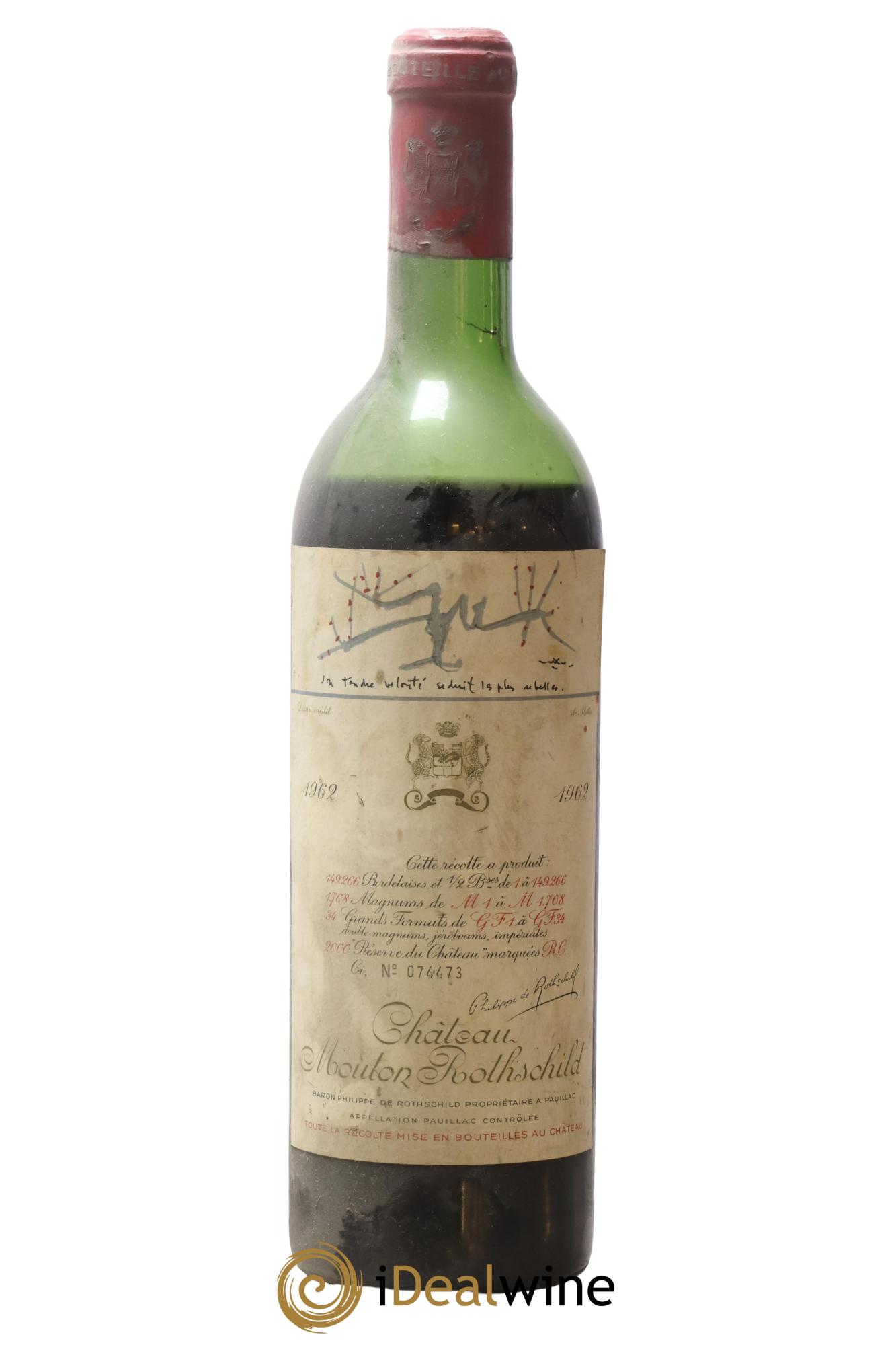 Château Mouton Rothschild 1er Grand Cru Classé 1962 - Lot de 1 bouteille - 0