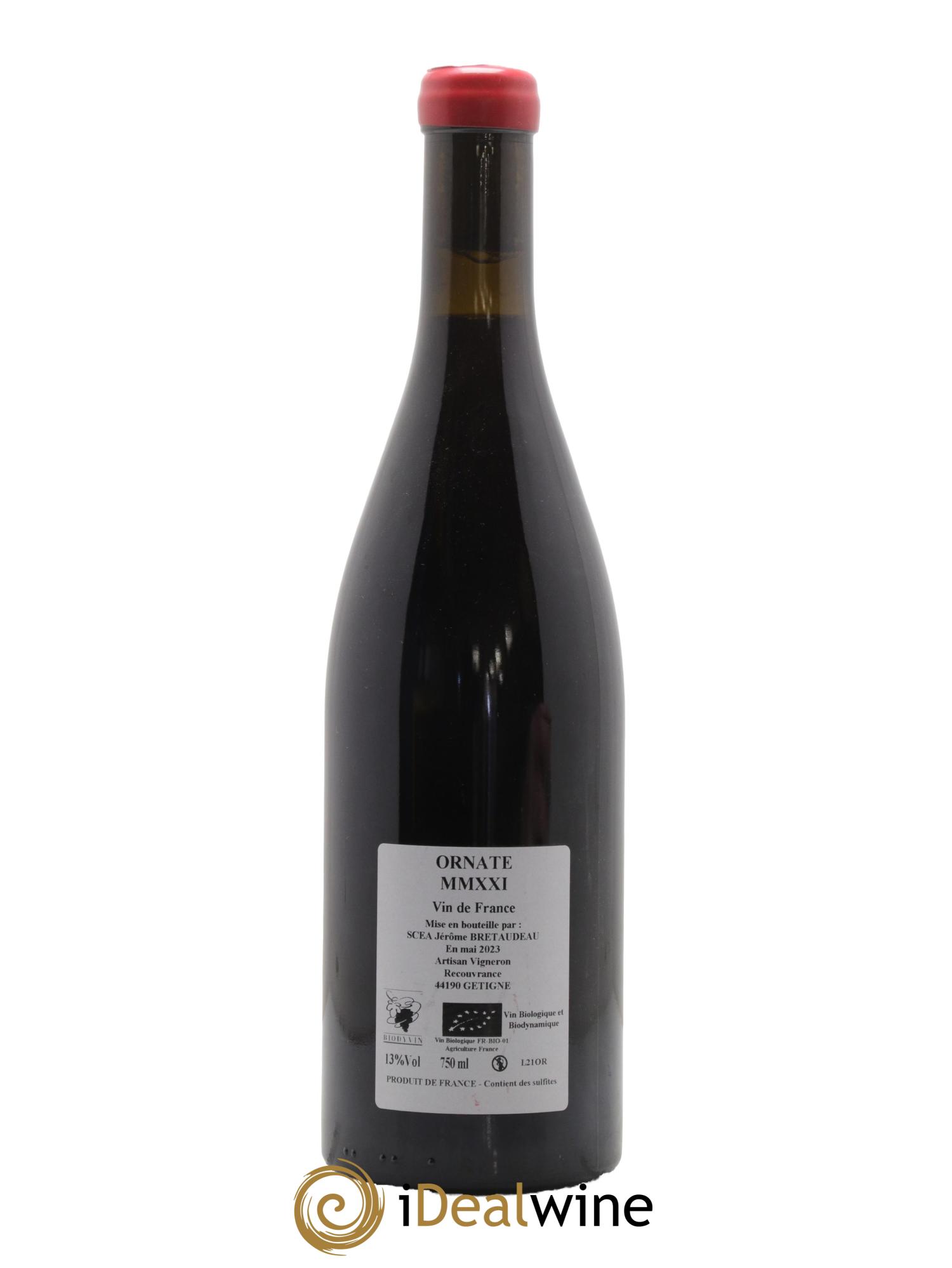 Vin de France Merlot Ornaté Jérôme Bretaudeau - Domaine de Bellevue 2021 - Lot de 1 bouteille - 1