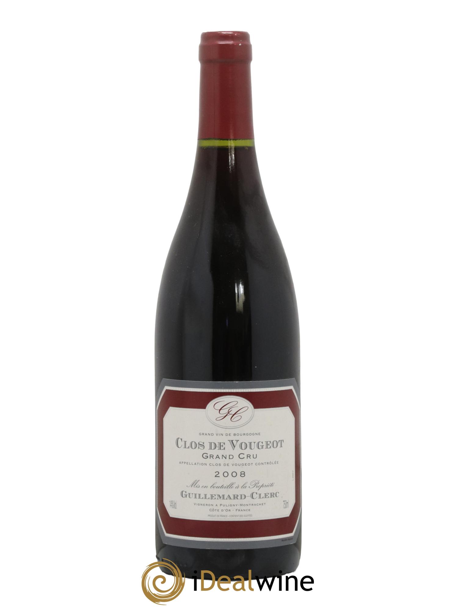 Clos de Vougeot Grand Cru Guillemard Clerc 2008 - Lot de 1 bouteille - 0
