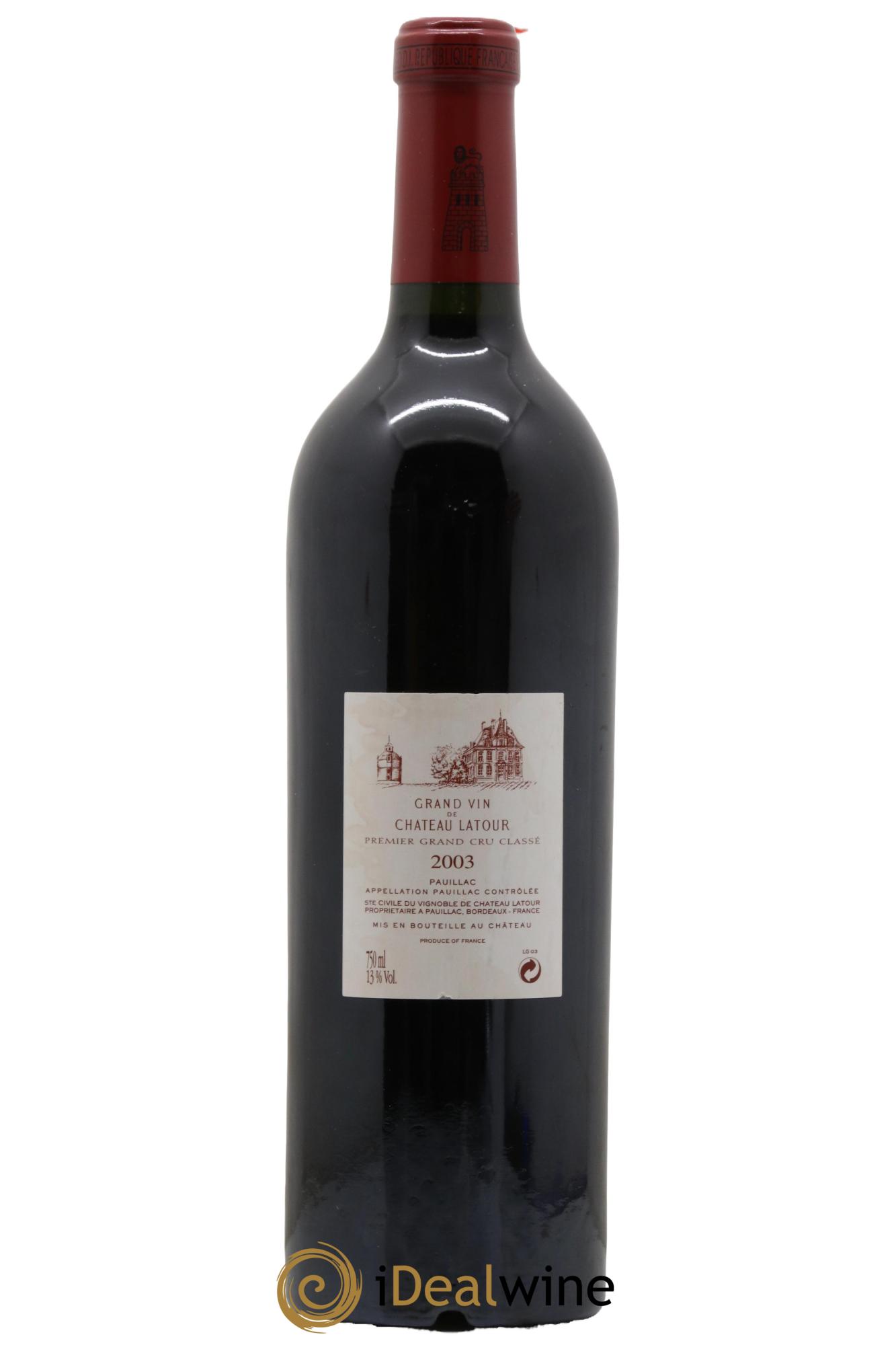 Château Latour 1er Grand Cru Classé 2003 - Lot de 1 bouteille - 1