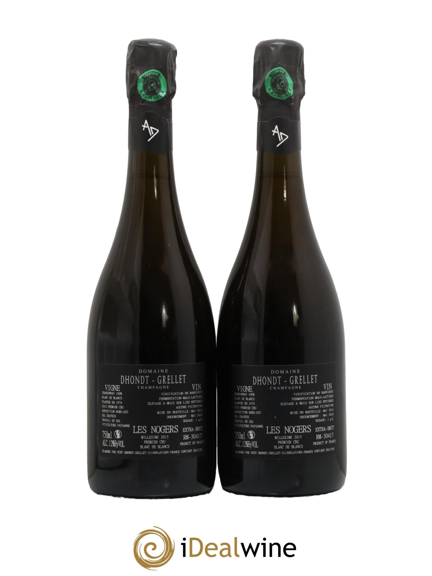 Les Nogers-Premier cru Blanc de Blancs Dhondt Grellet 2015 - Lot of 2 bottles - 1