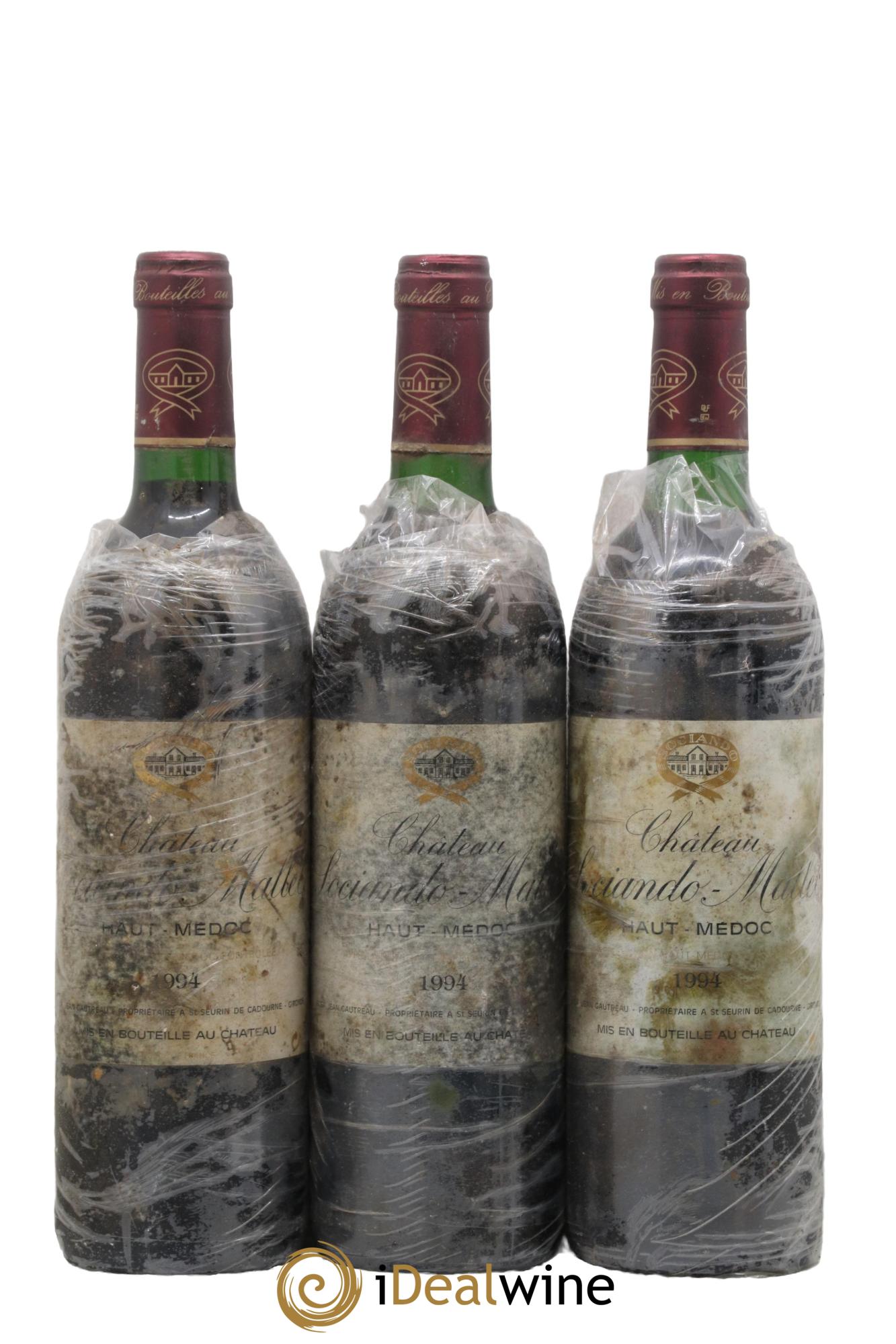 Château Sociando Mallet 1994 - Lotto di 3 bottiglie - 0