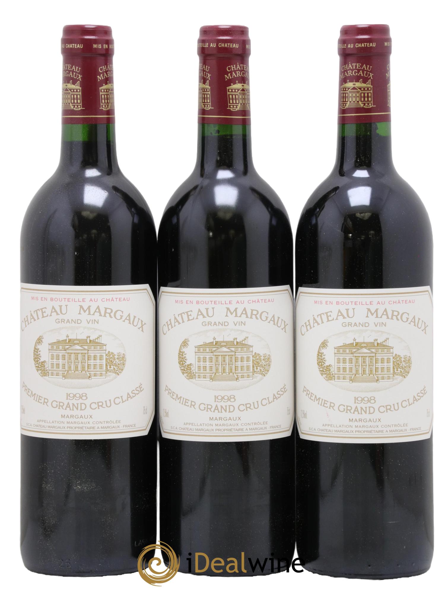 Château Margaux 1er Grand Cru Classé 1998 - Lot de 3 bouteilles - 0