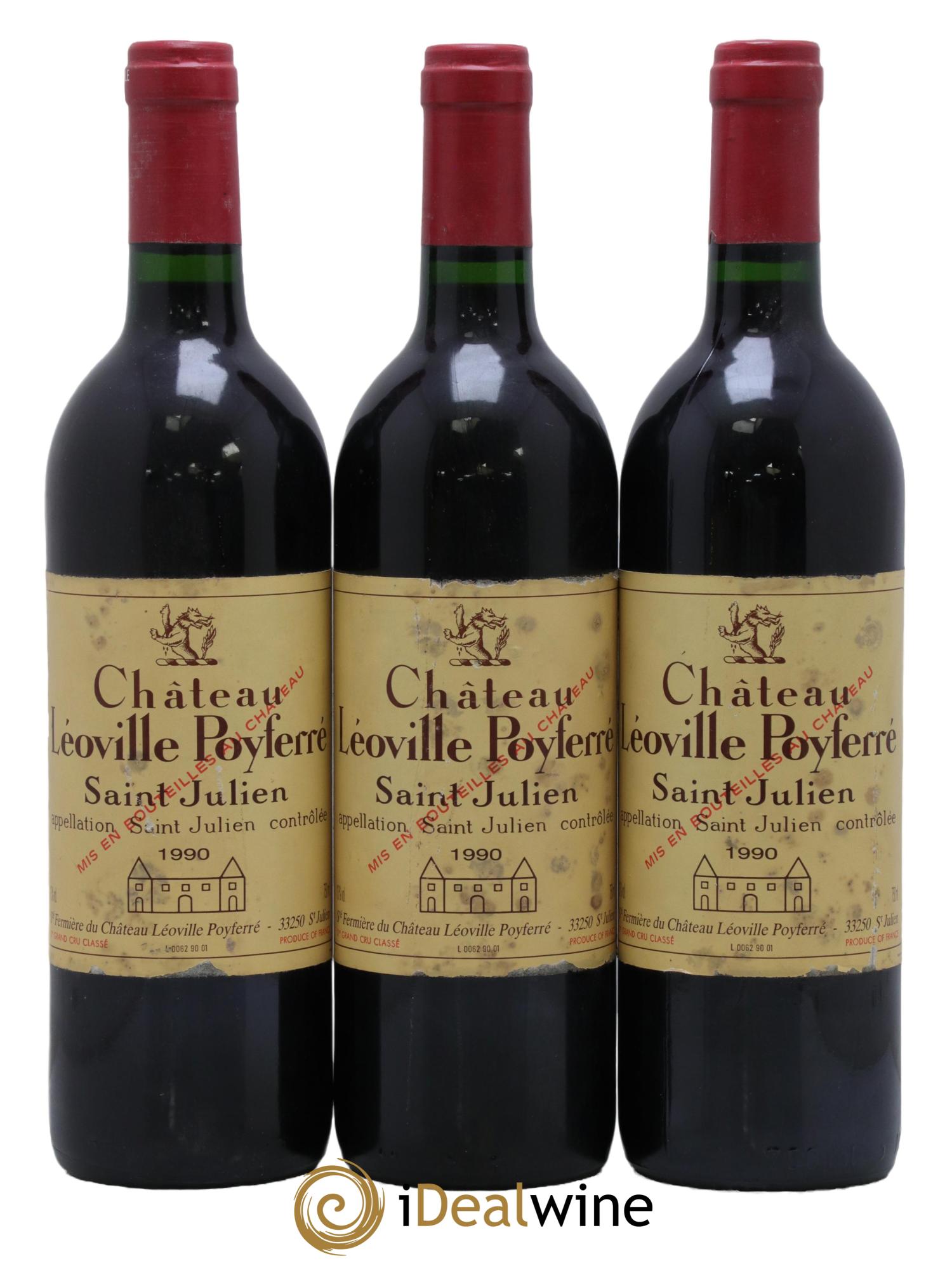 Château Léoville Poyferré 2ème Grand Cru Classé 1990 - Lot de 3 bouteilles - 0
