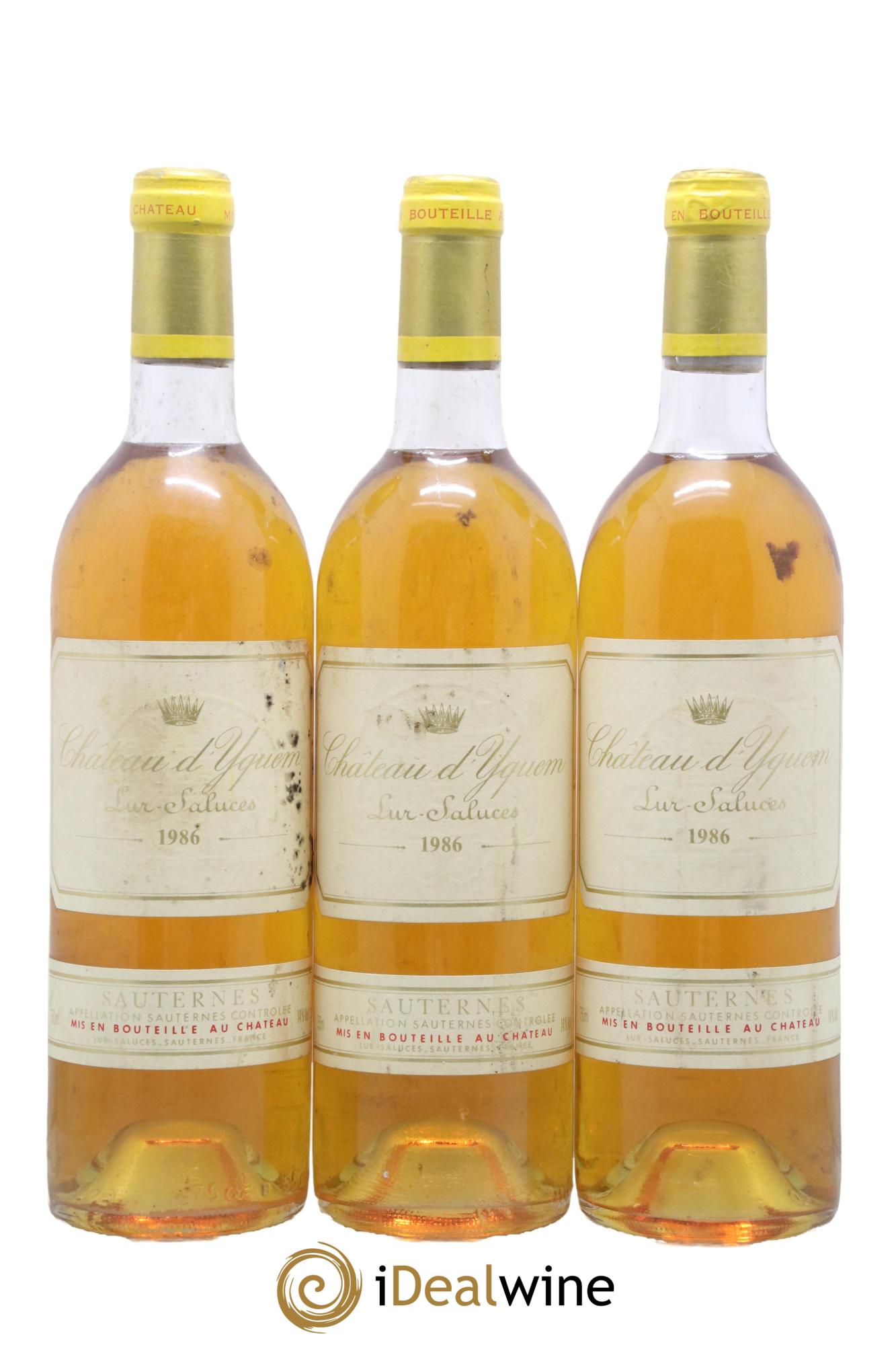 Château d' Yquem 1er Cru Classé Supérieur 1986 - Lot de 3 bouteilles - 0