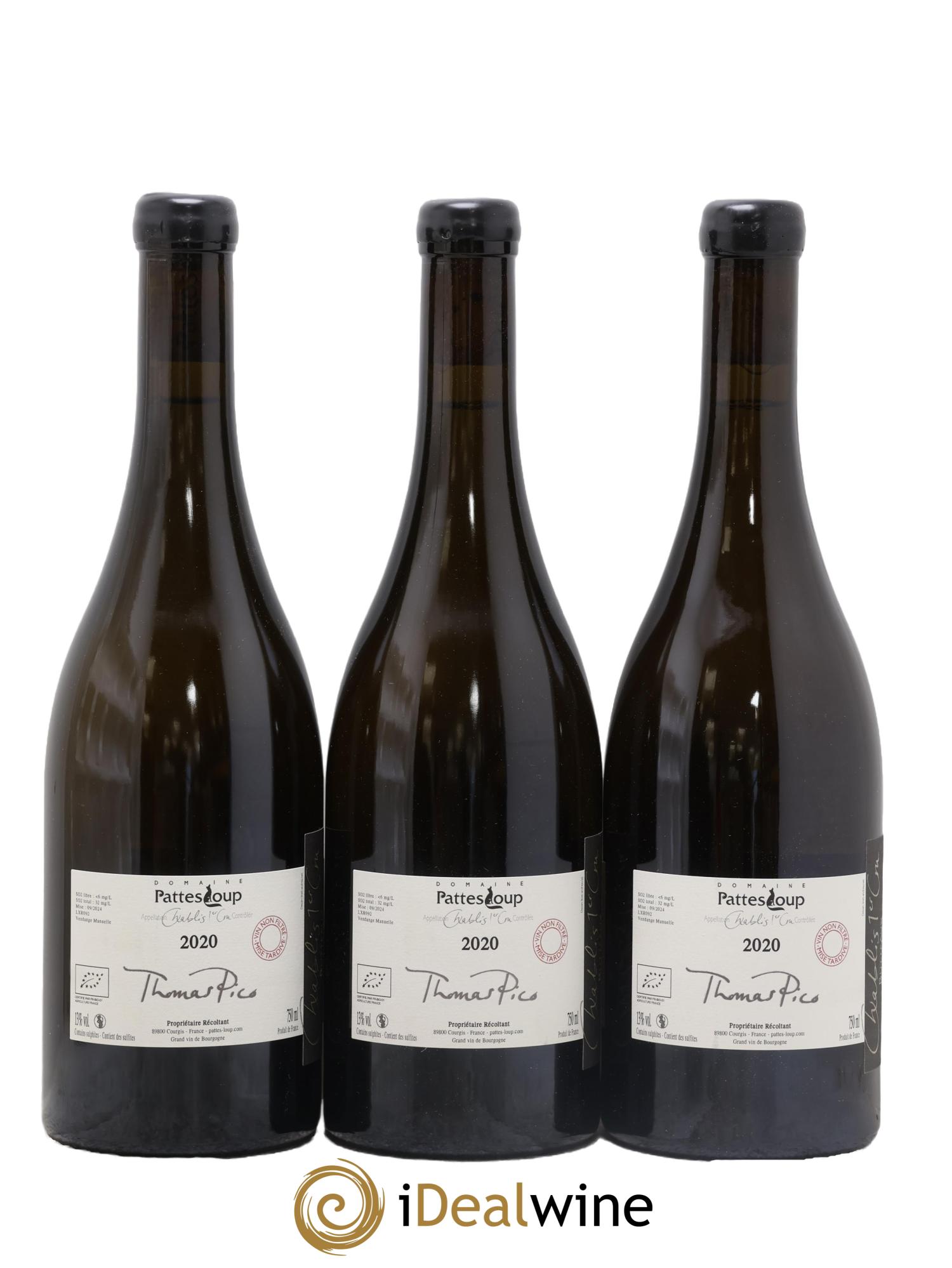 Chablis 1er Cru Butteaux Pattes Loup (Domaine) 2020 - Lotto di 3 bottiglie - 1