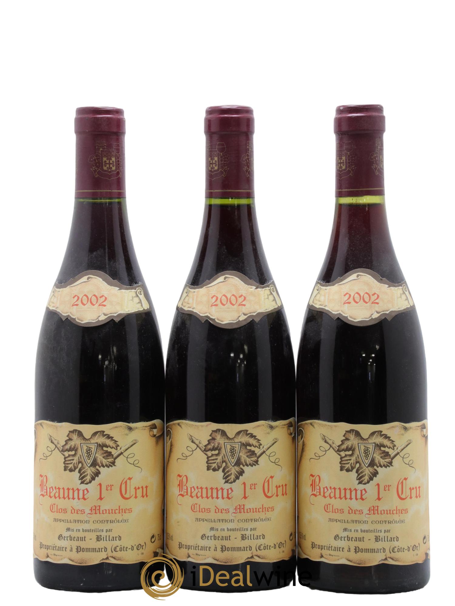 Beaune 1er Cru Clos des Mouches Domaine Gerbeaut-Billard 2002 - Lot of 3 bottles - 0