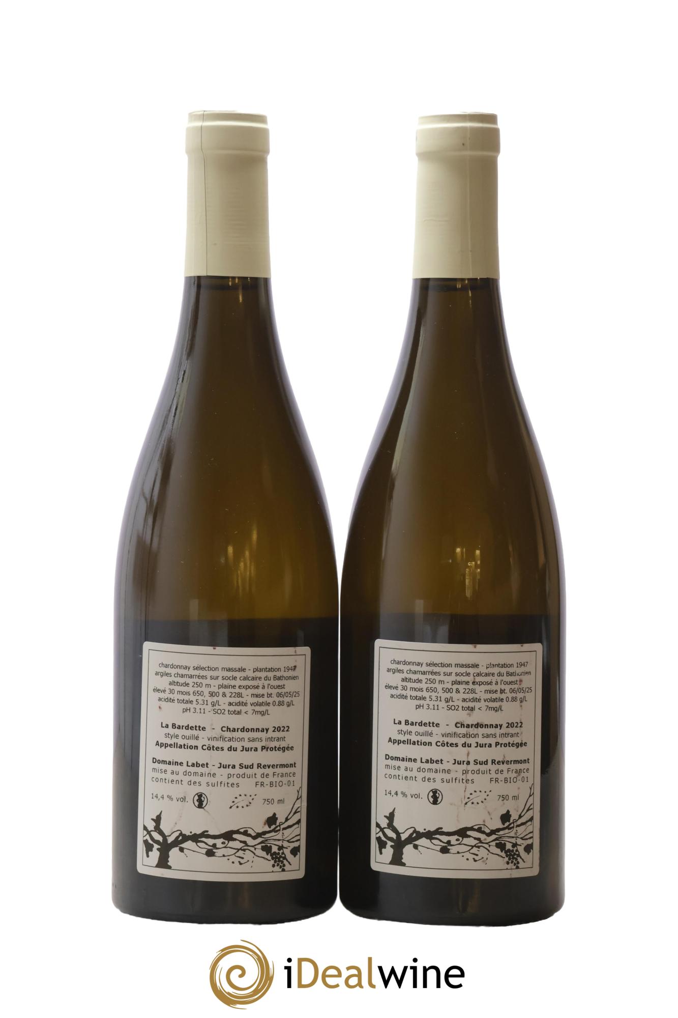 Côtes du Jura Chardonnay La Bardette Romain - Julien  - Charline Labet 2022 - Lot de 2 bouteilles - 1