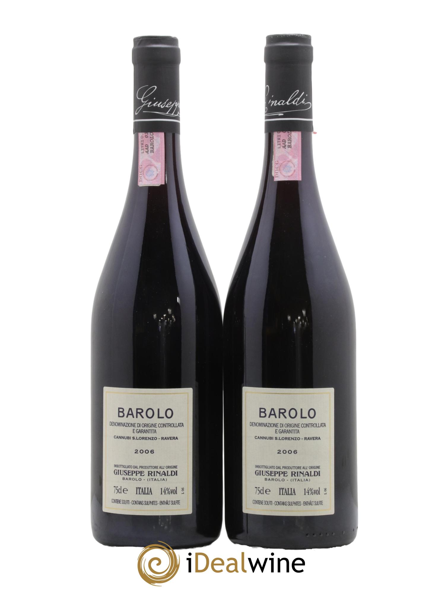 Barolo DOCG Cannubi San Lorenzo Ravera Giuseppe Rinaldi  2006 - Lotto di 2 bottiglie - 1