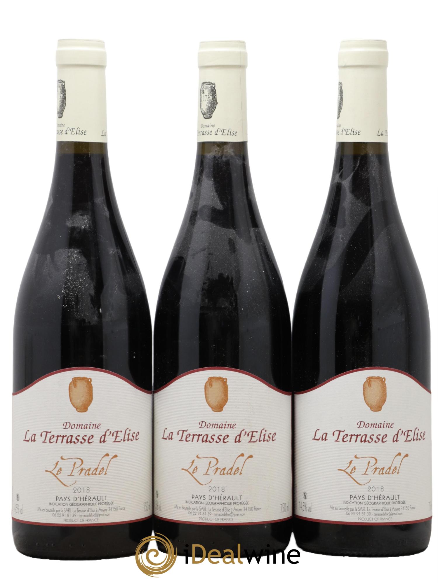 IGP Pays d'Hérault Le Pradel Terrasse d'Elise (Domaine de la) 2018 - Lot de 3 bouteilles - 0