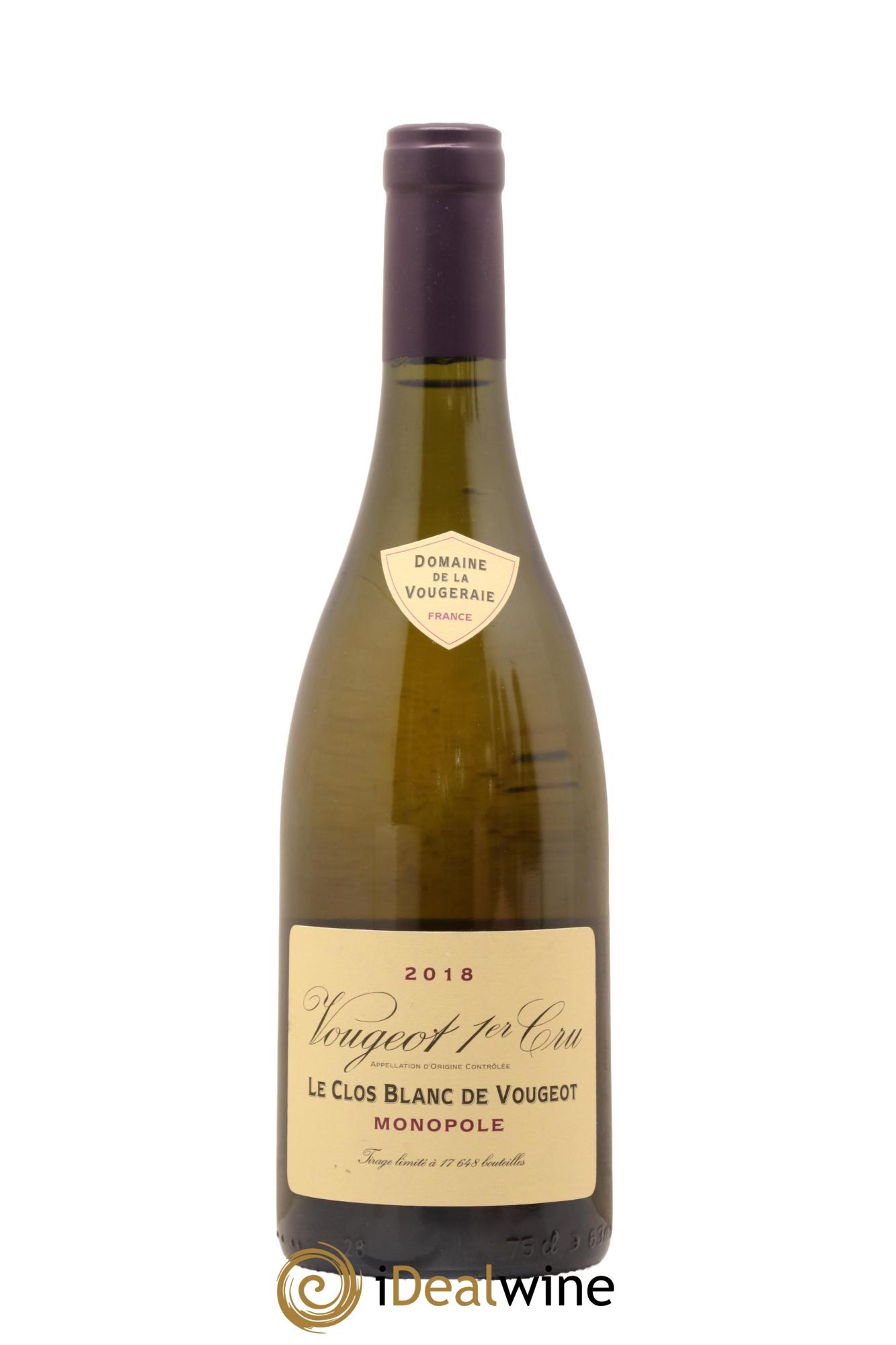 Vougeot 1er Cru Le Clos Blanc de Vougeot La Vougeraie 2018 - Lot de 1 bouteille - 0