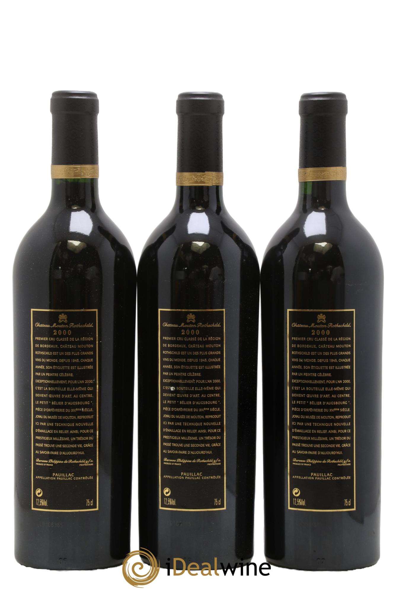 Château Mouton Rothschild 1er Grand Cru Classé 2000 - Posten von 3 Flaschen - 1