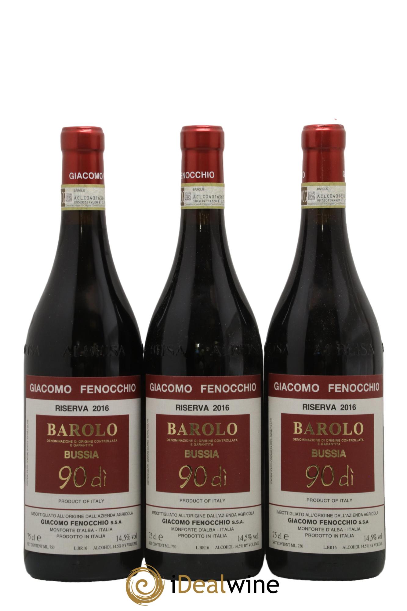 Barolo Riserva 90 Di Bussia Giacomo Fenocchio 2016 - Lot de 3 bouteilles - 0