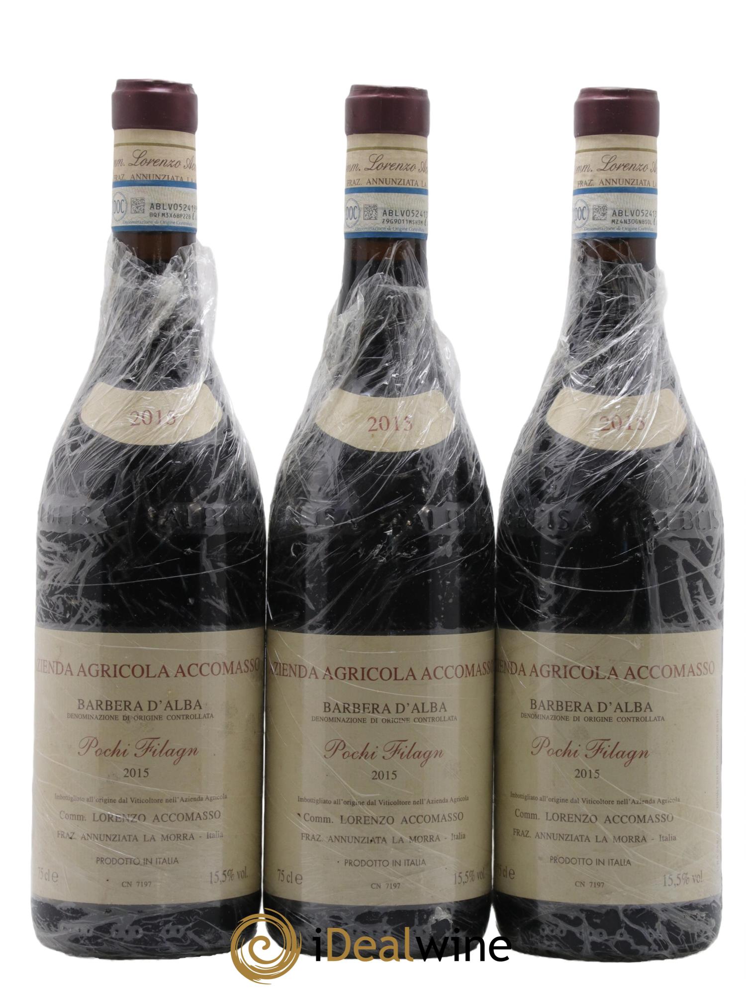 Barbera d'Alba DOC Pochi Filagn Lorenzo Accomasso 2015 - Lot de 3 bouteilles - 0