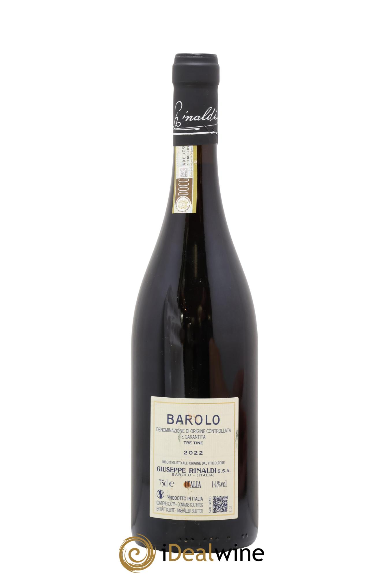 Barolo DOCG Tre Tine Giuseppe Rinaldi 2022 - Lot de 1 bouteille - 1