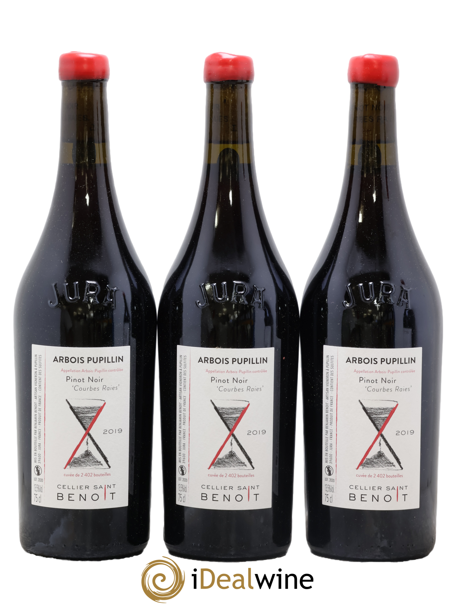 Arbois-Pupillin Pinot Noir Courbes Raies Cellier Saint Benoît 2019 - Lot de 3 bouteilles - 0