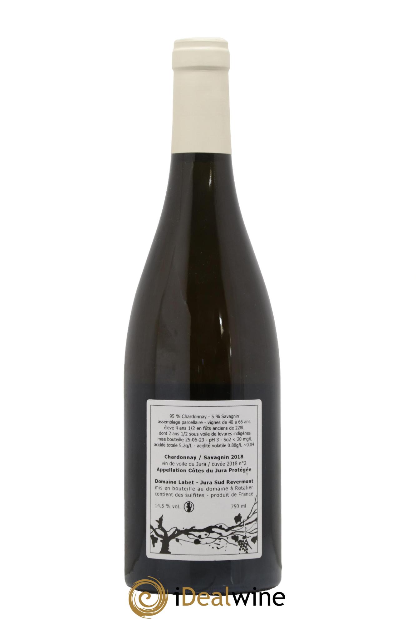 Côtes du Jura Vin de Voile Chardonnay-Savagnin cuvée de garde Romain - Julien - Charline Labet 2018 - Lot de 1 bouteille - 1