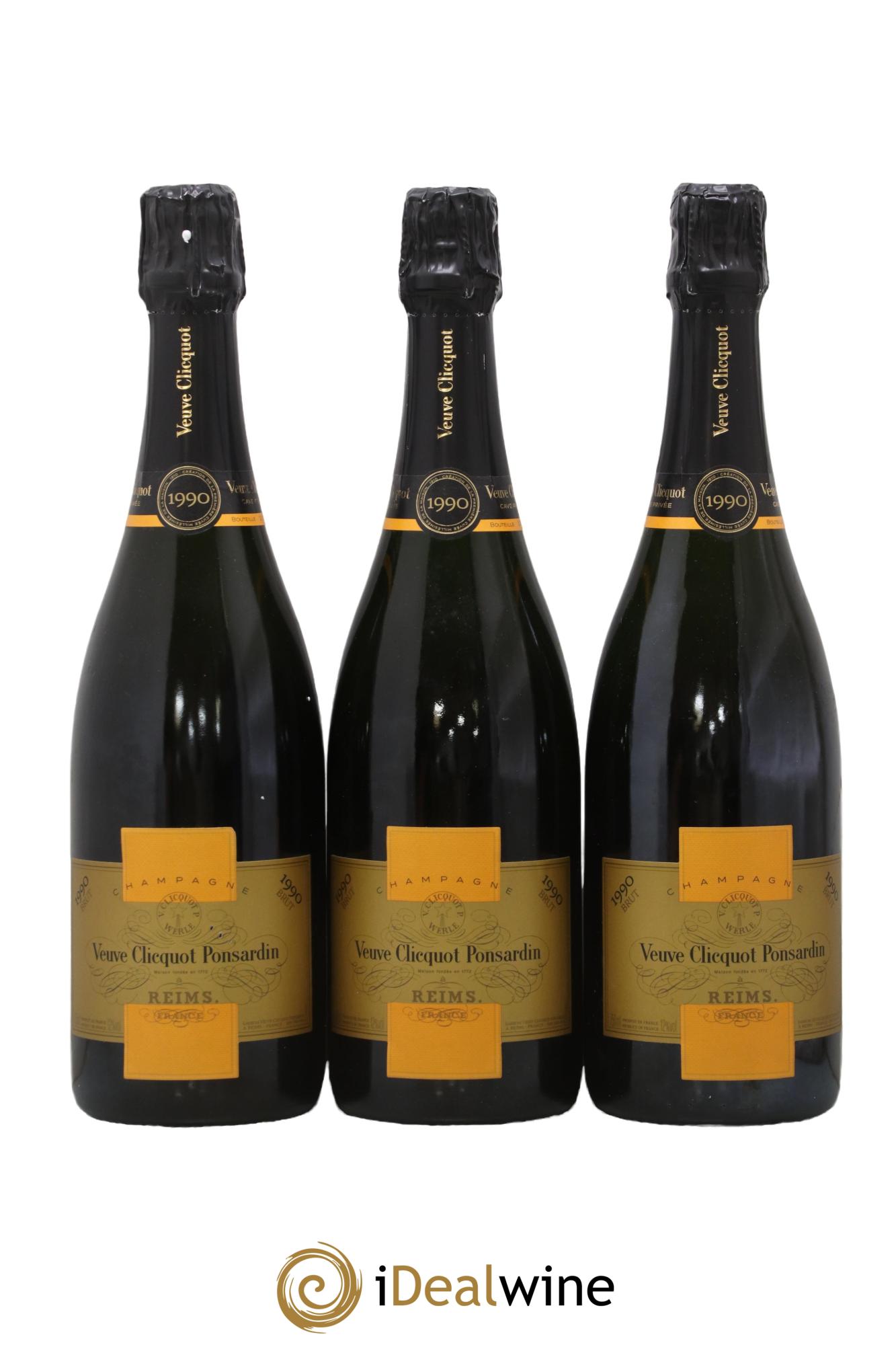 Cave privée Brut Veuve Clicquot 1990 - Lot of 3 bottles - 0