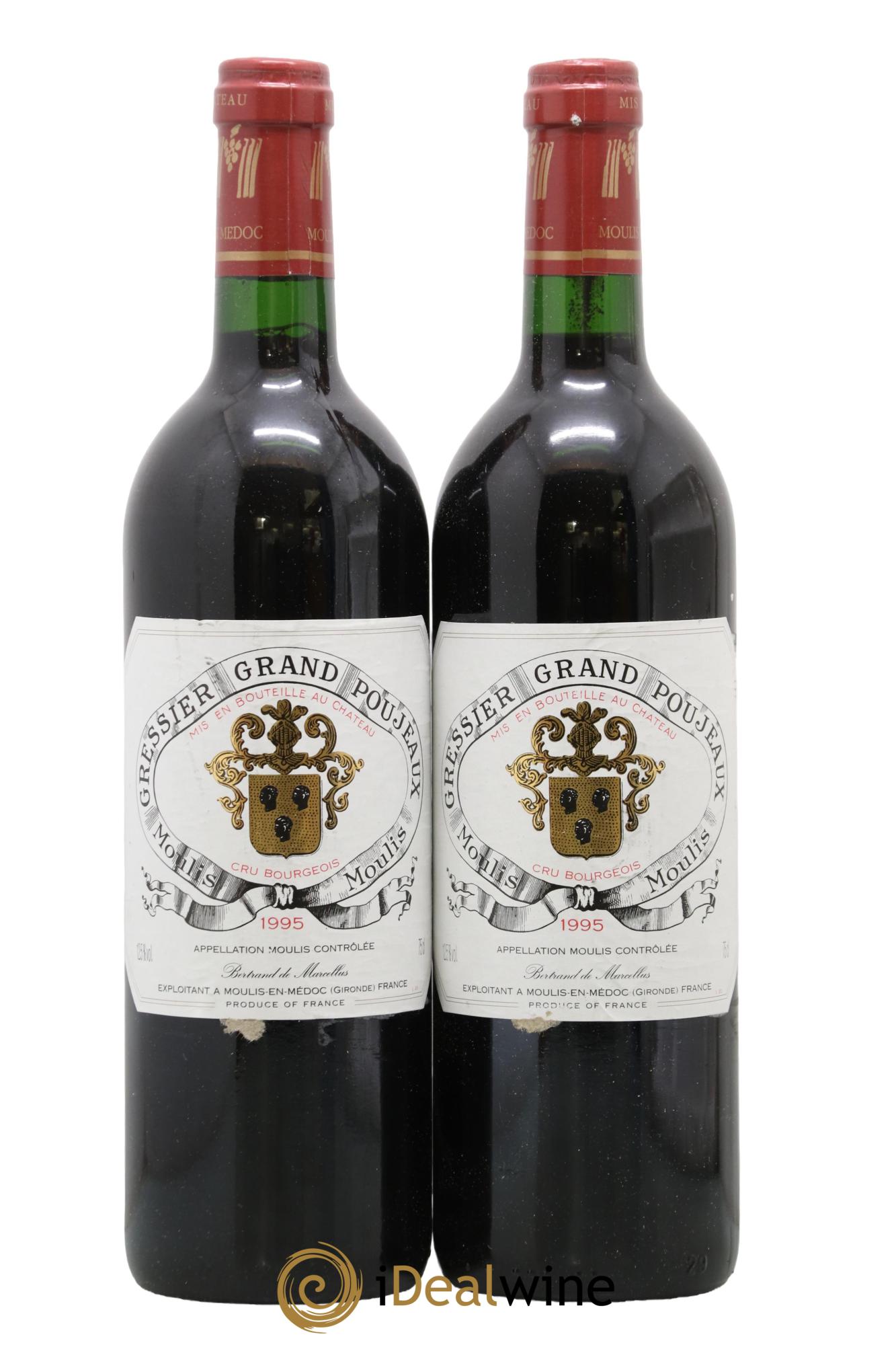 Château Gressier Grand Poujeaux Cru Bourgeois 1995 - Posten von 2 Flaschen - 0