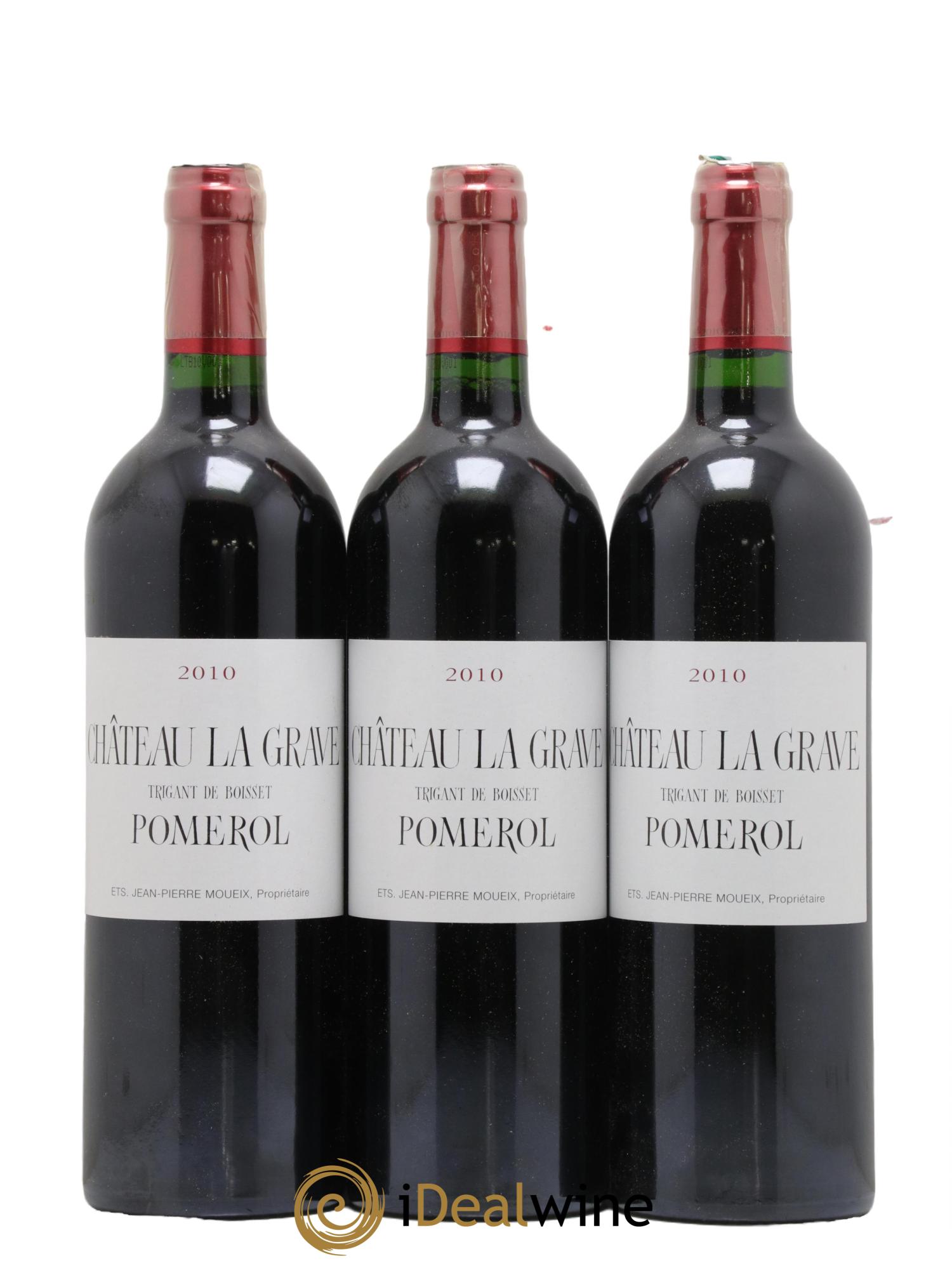 Château La Grave à Pomerol (Trigant de Boisset) 2010 - Lot de 3 bouteilles - 0