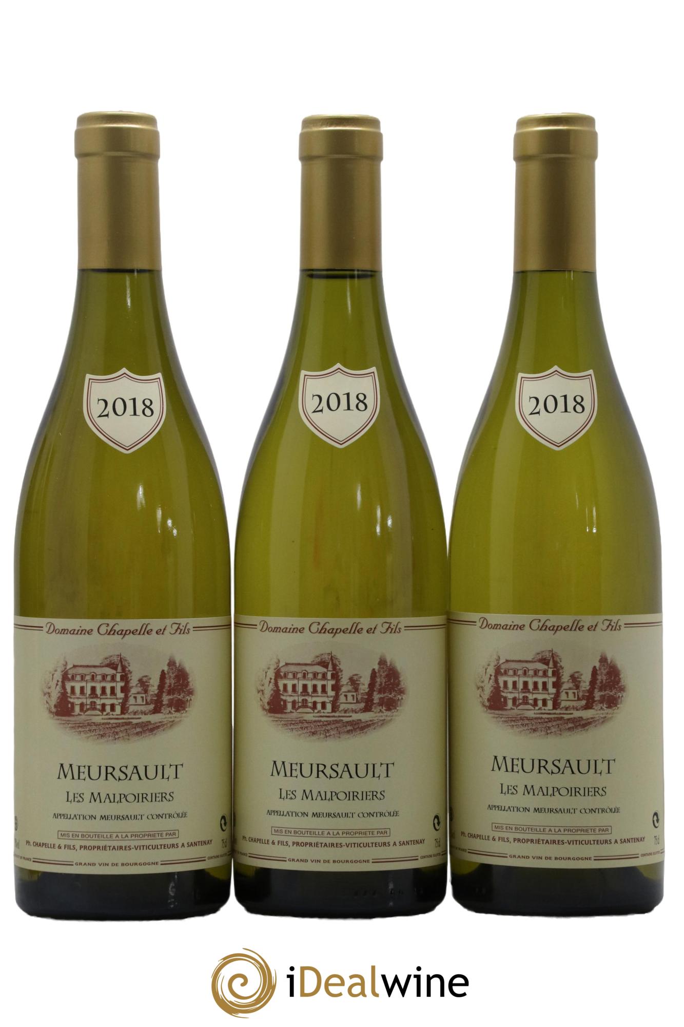 Meursault Les Malpoiriers Domaine Chapelle 2018 - Lot de 3 bouteilles - 0