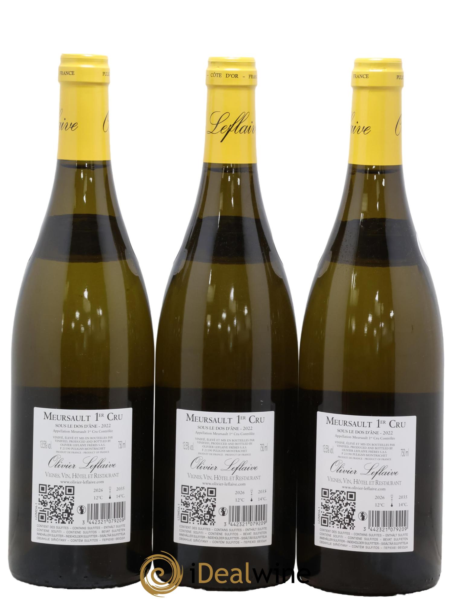 Meursault 1er Cru Sous le Dos d'Ane Olivier Leflaive 2022 - Lot de 3 bouteilles - 1