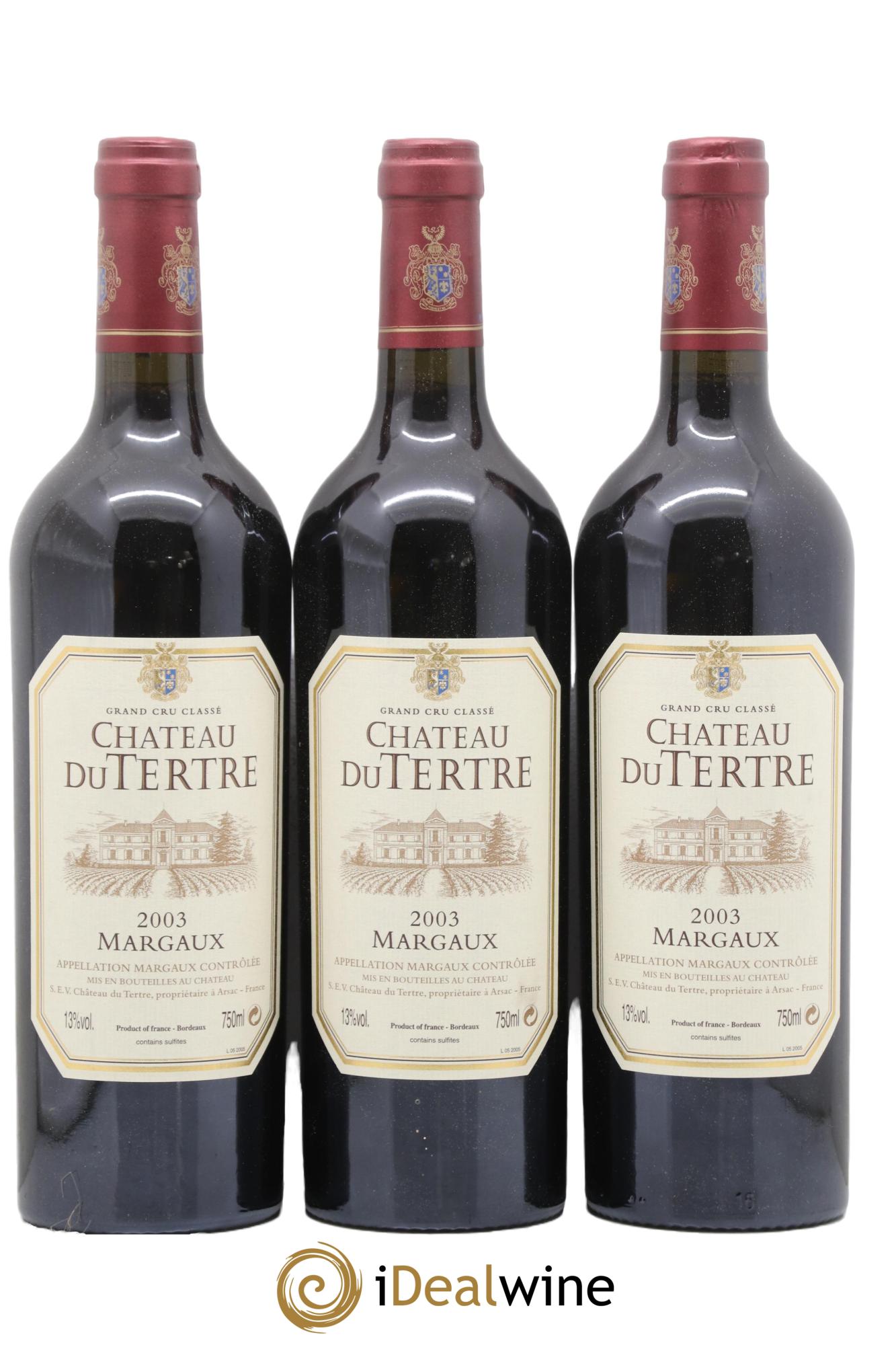 Château du Tertre 5ème Grand Cru Classé 2003 - Lotto di 3 bottiglie - 0