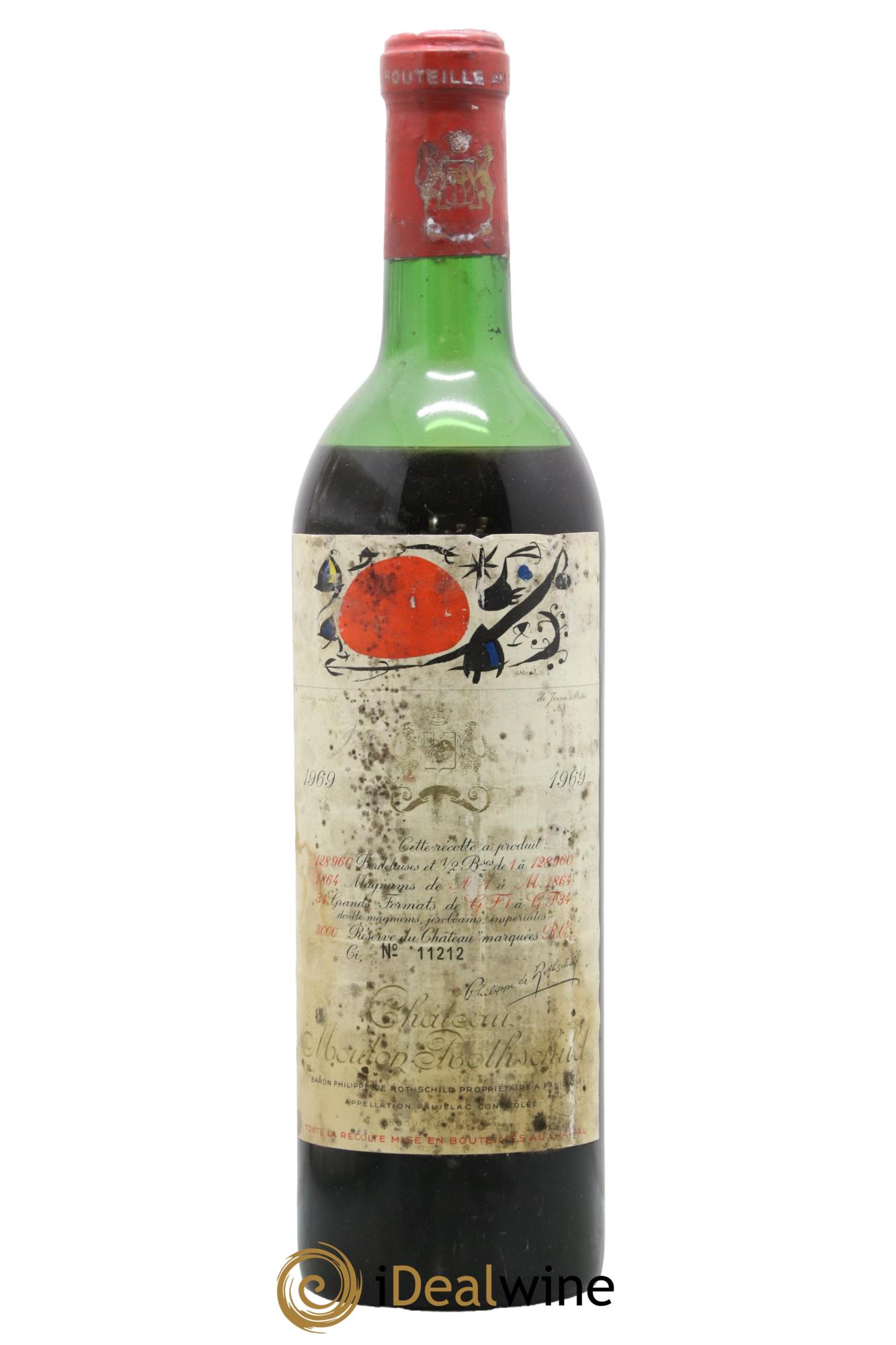Château Mouton Rothschild 1er Grand Cru Classé 1969 - Lot de 1 bouteille - 0