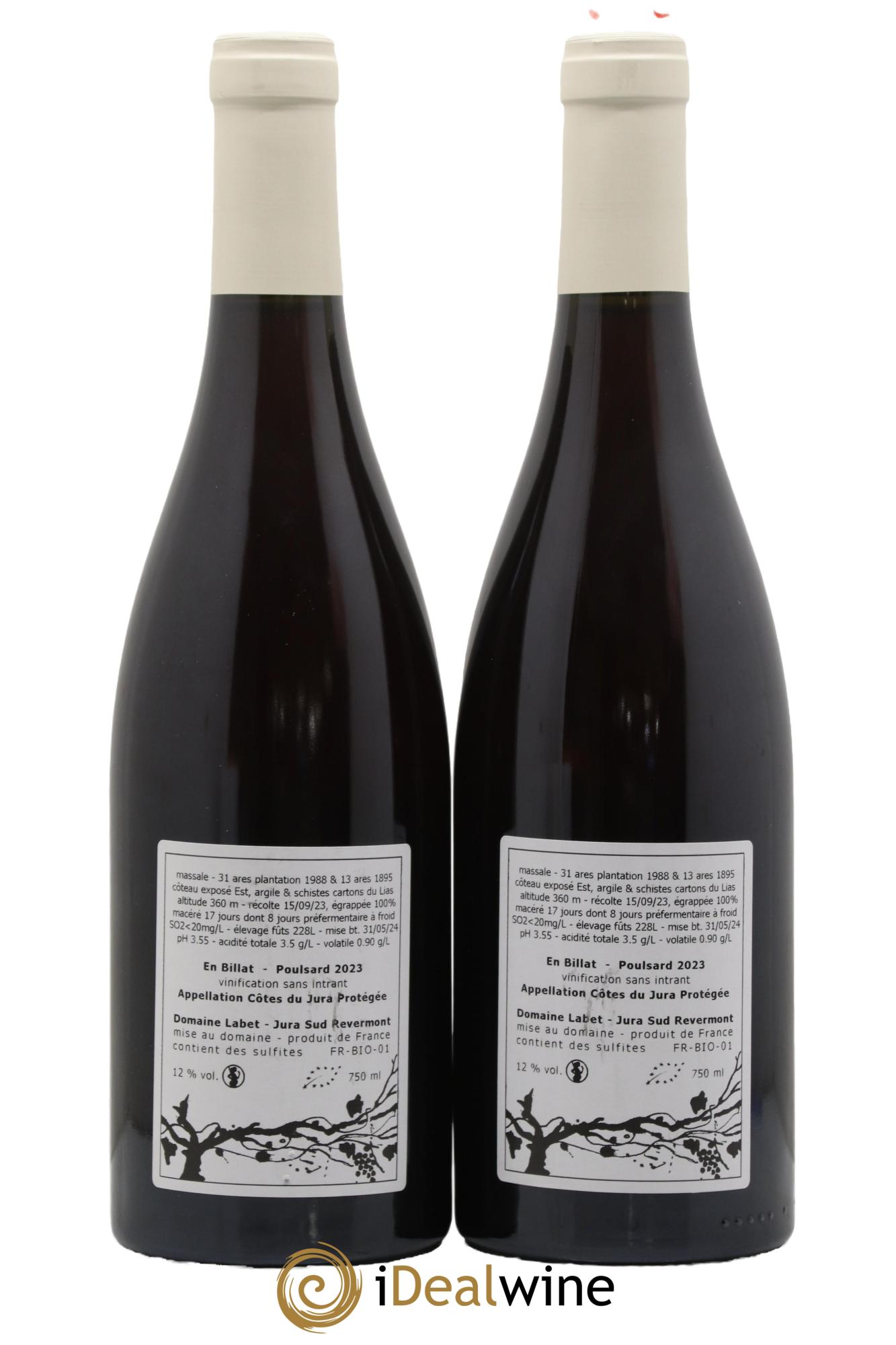 Côtes du Jura Poulsard En Billat Romain - Julien - Charline Labet 2023 - Lot de 2 bouteilles - 1