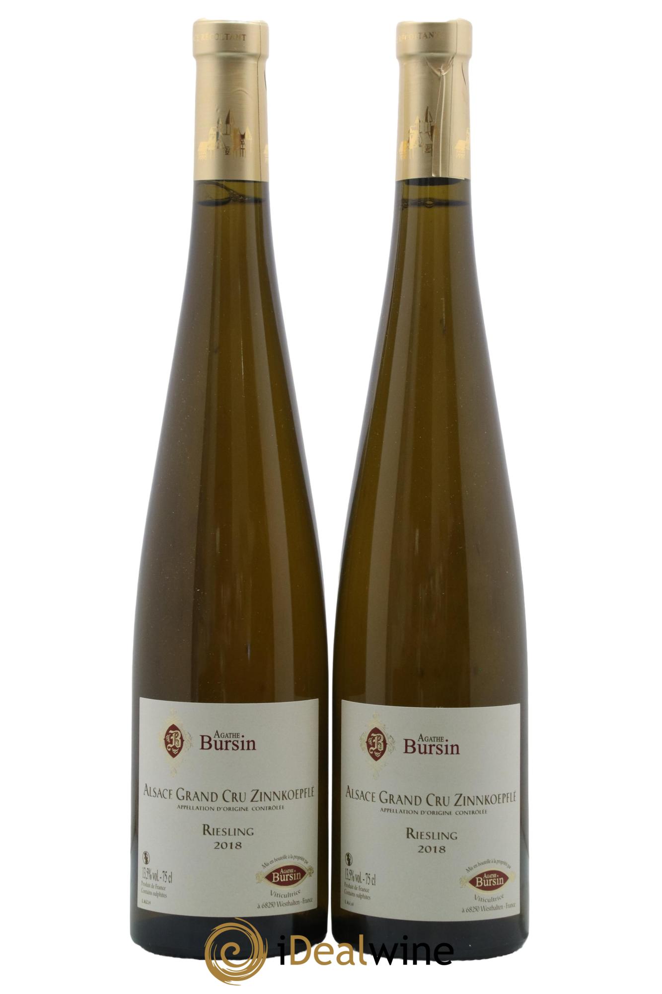 Alsace Riesling Grand Cru Zinnkoepflé Agathe Bursin 2018 - Lot de 2 bouteilles - 0