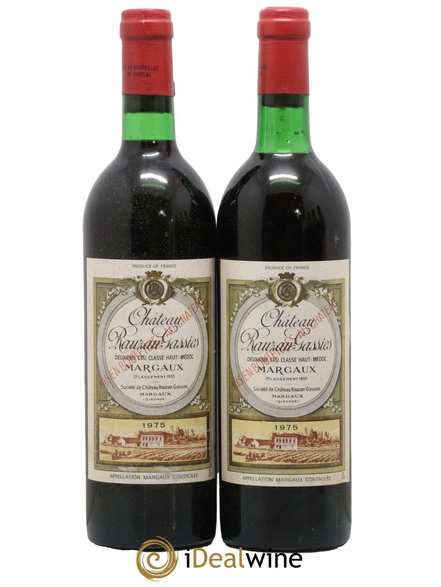 Château Rauzan-Gassies 2ème Grand Cru Classé 1975 - Lotto di 2 bottiglie - 0