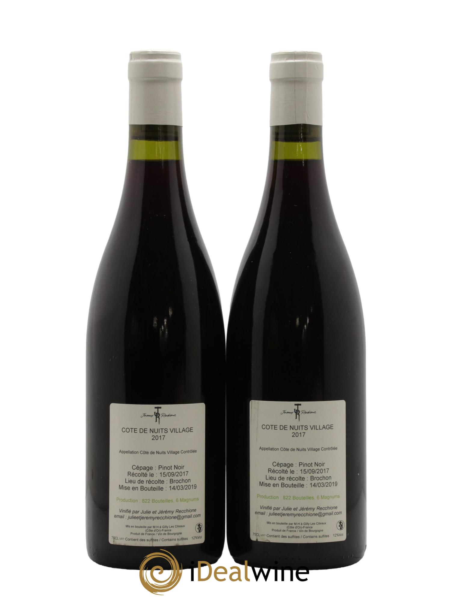 Côte de Nuits-Villages Domaine Jérémy Recchione 2017 - Lot de 2 bouteilles - 1
